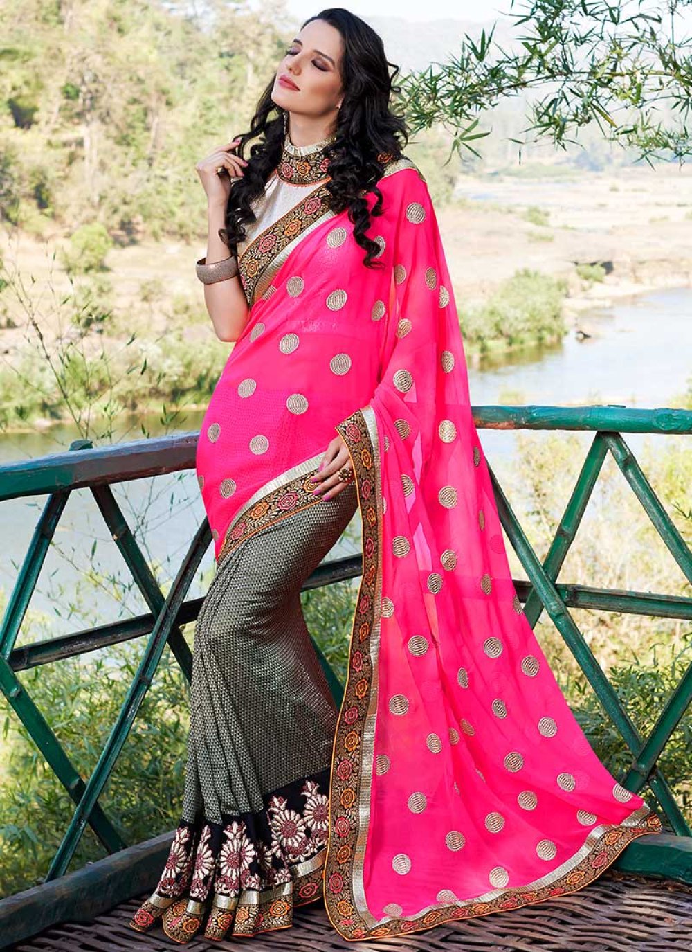 Yellow & Grey & Light Pink Embroidery Saree - Buy Trending Yellow & Grey &  Light Pink Color Embroidery Saree at Best Price - Kloth Trend