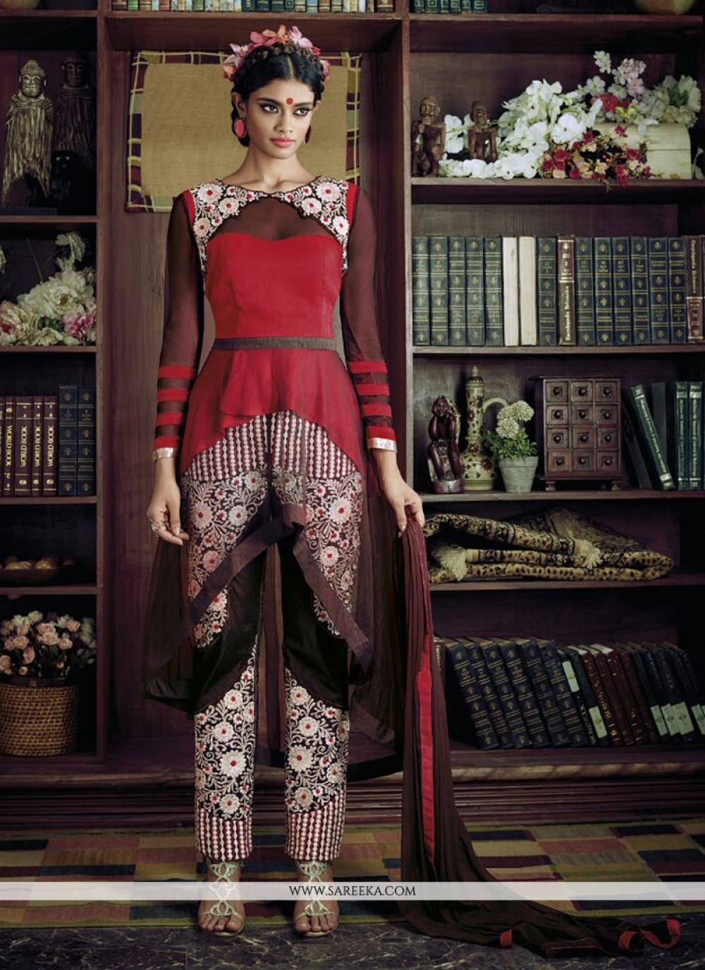 Red Resham Work Georgette Designer Suit