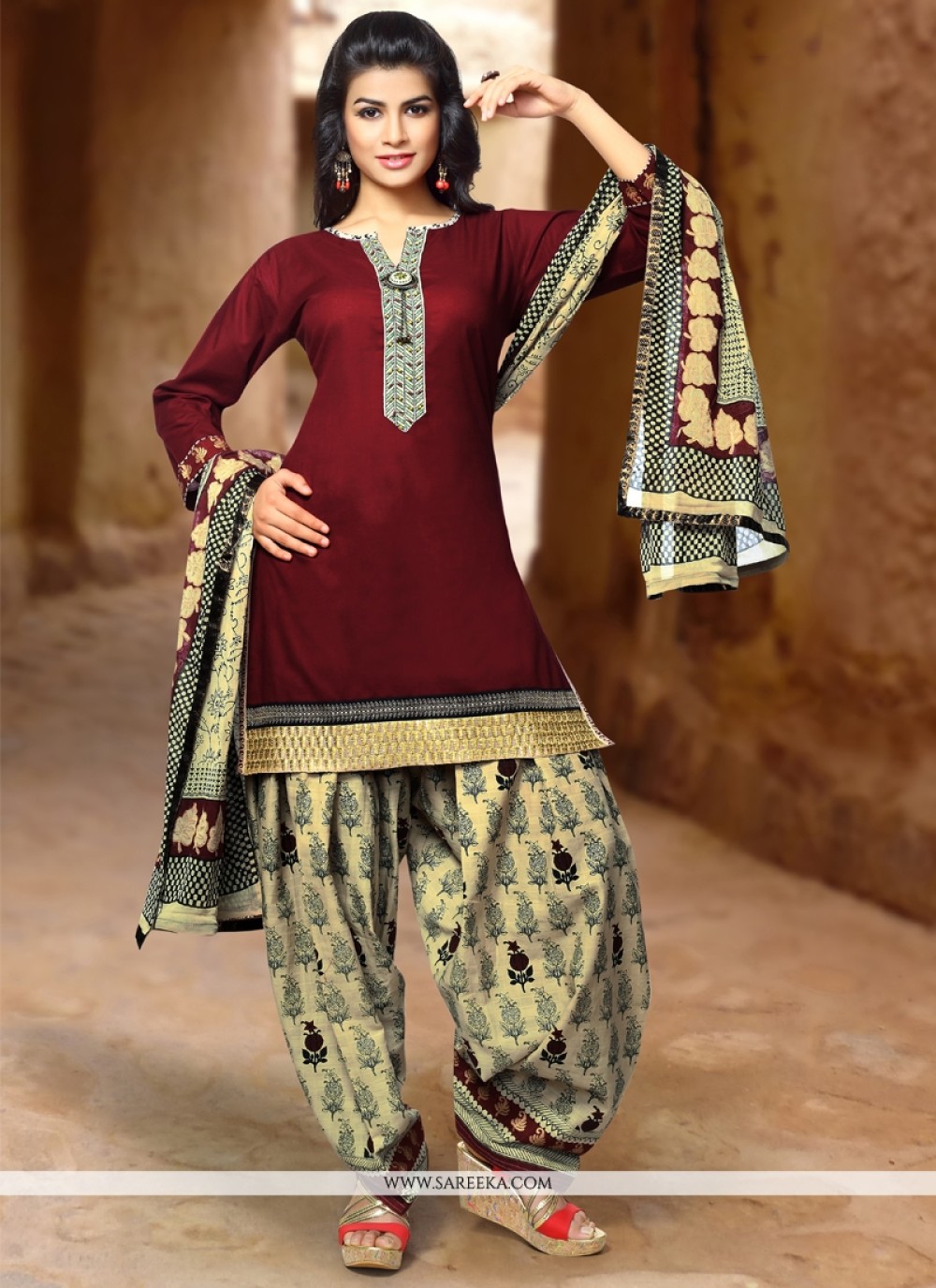 Brown Trendy Punjabi Churidar Suit