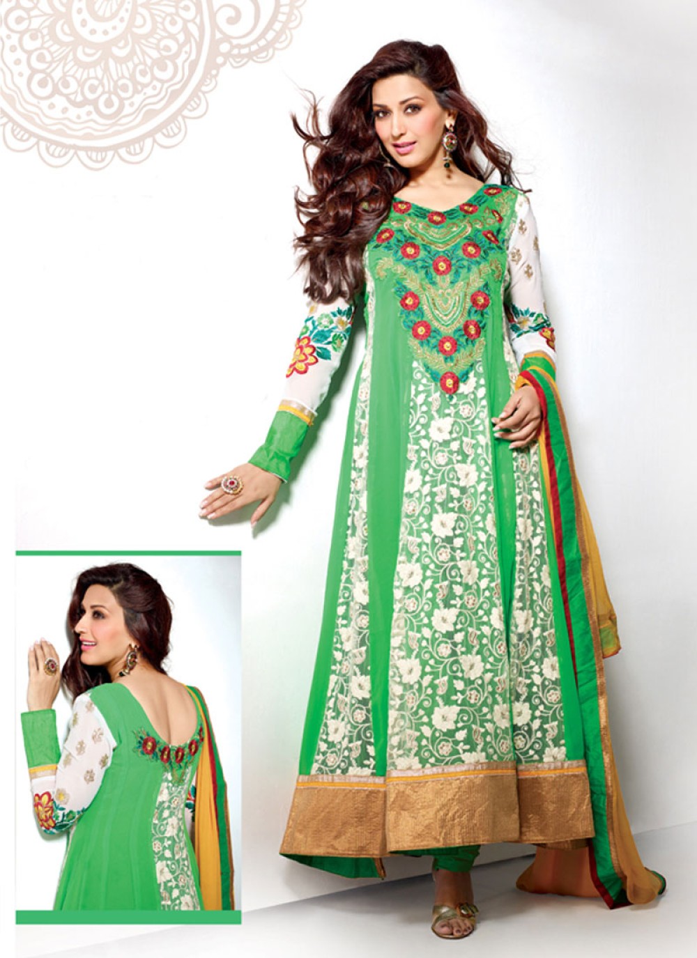 Green Resham Work Anarkali Suit