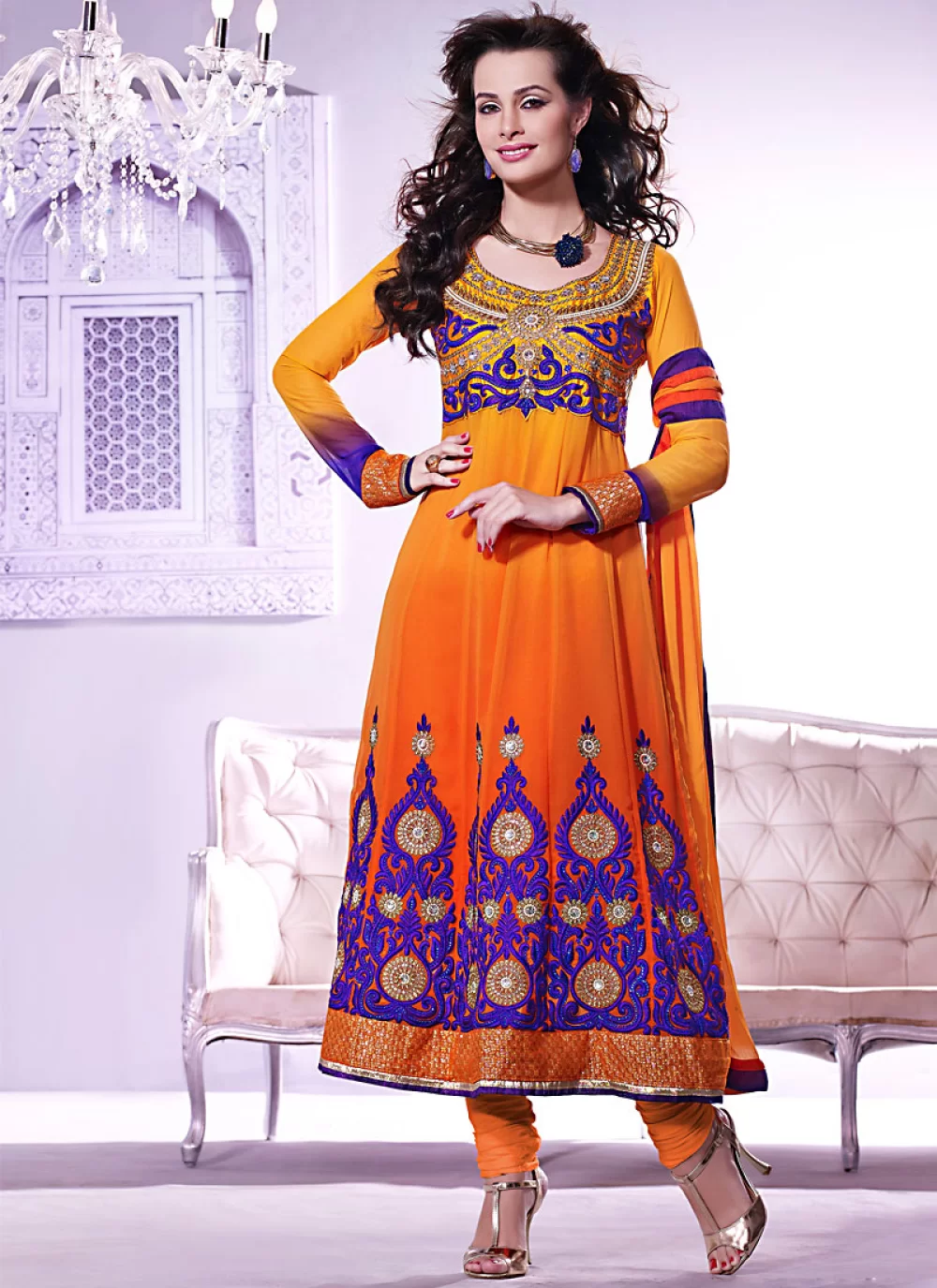 orange colour contrast suit