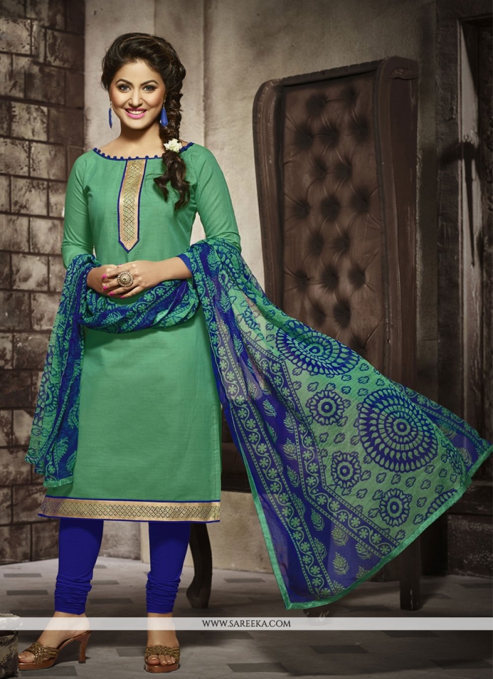 Exciting Chanderi Cotton Hina Khan Churidar Salwar Suit