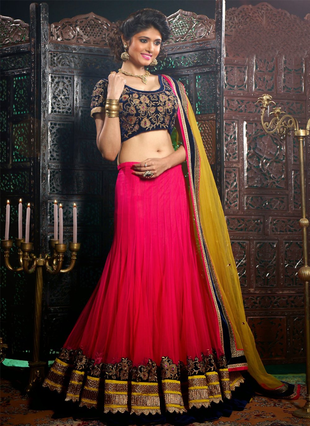 Wonderful Light Pink & Black Lehenga Choli | Party Wear Bridal Outfit