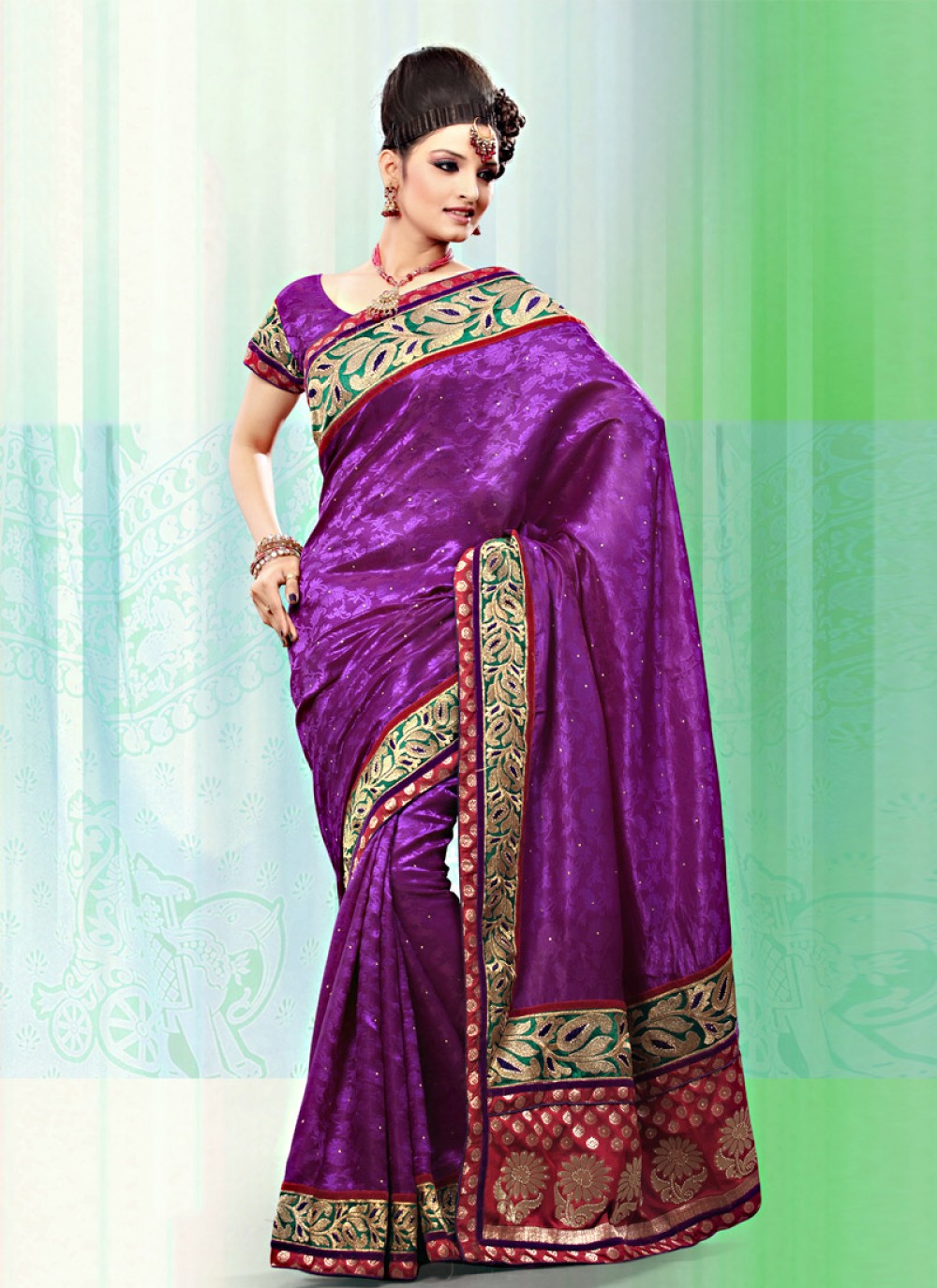 Purple Art Bhagalpuri Jacquard Silk Saree