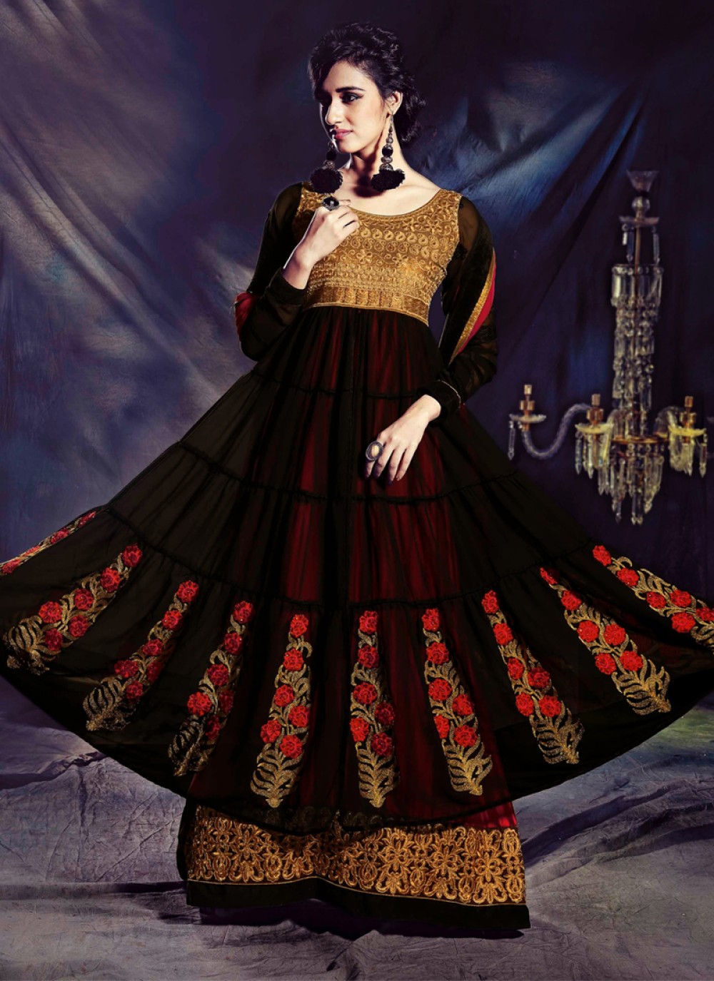 black and maroon punjabi suit