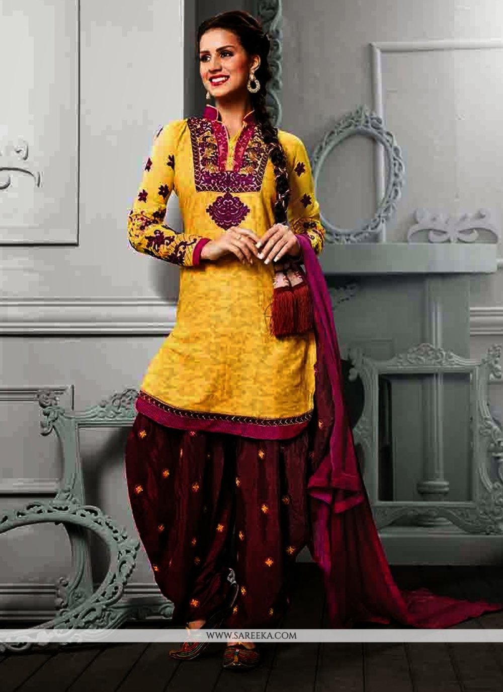 Jaaz Yellow Cotton Jacquard Punjabi Suit