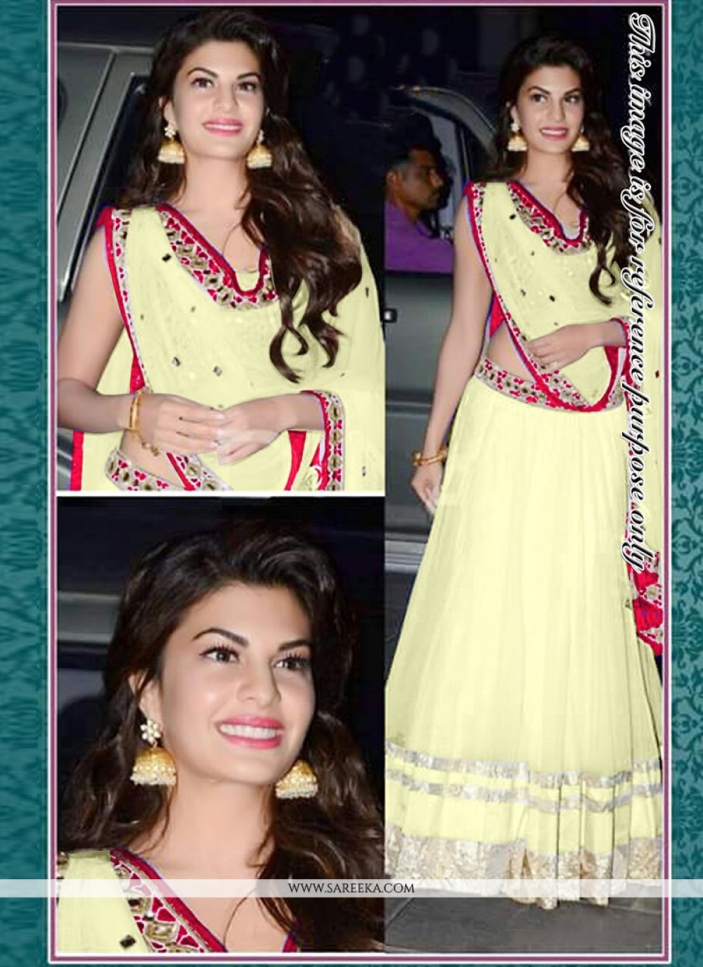 Jacqueline Fernandez Resham Work Georgette A Line Lehenga Choli