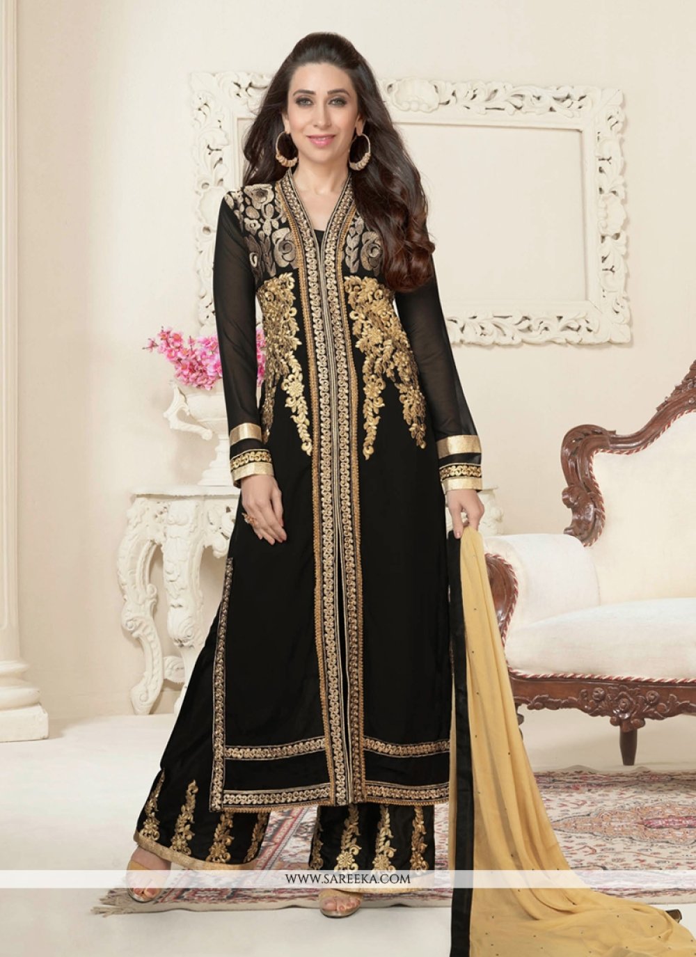 Karishma Kapoor Black Georgette Palazzo Suit