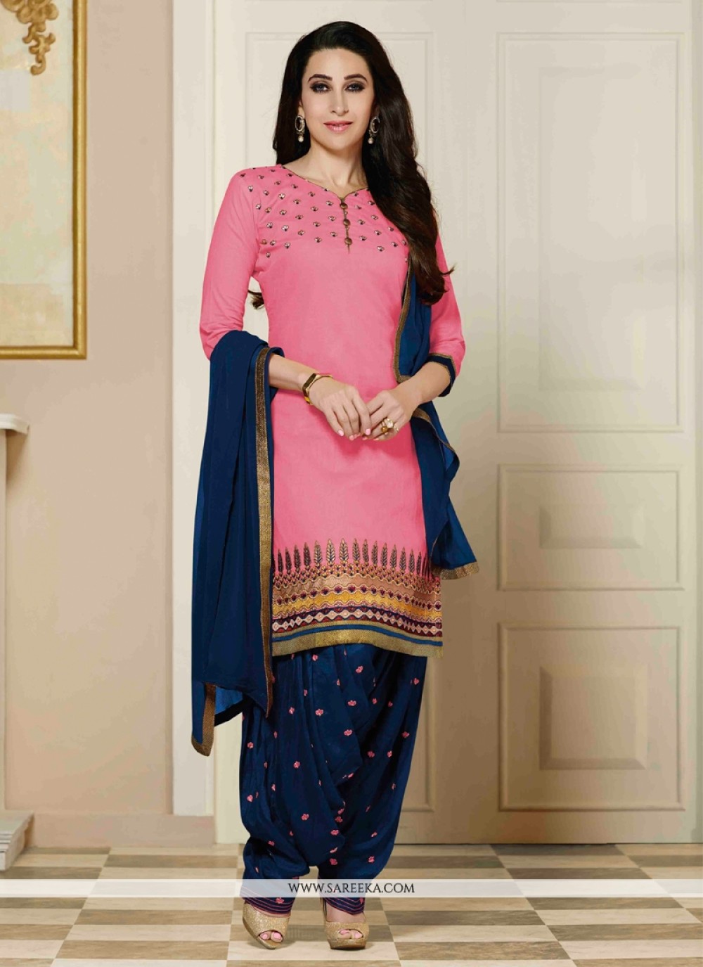 Karishma Kapoor Hot Pink Designer Patila Salwar Suit