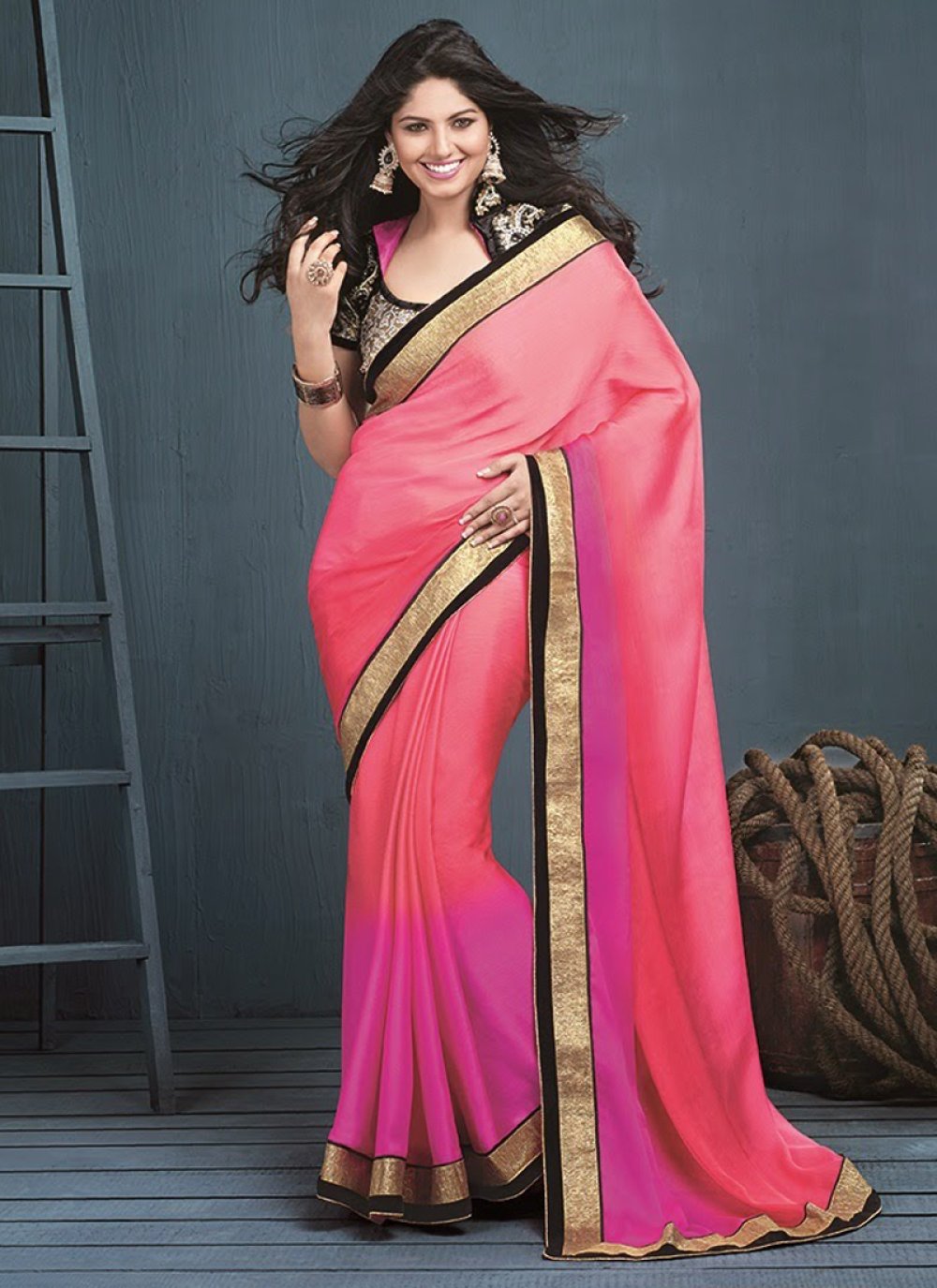 Lycra Saree with in Pink - SR20858