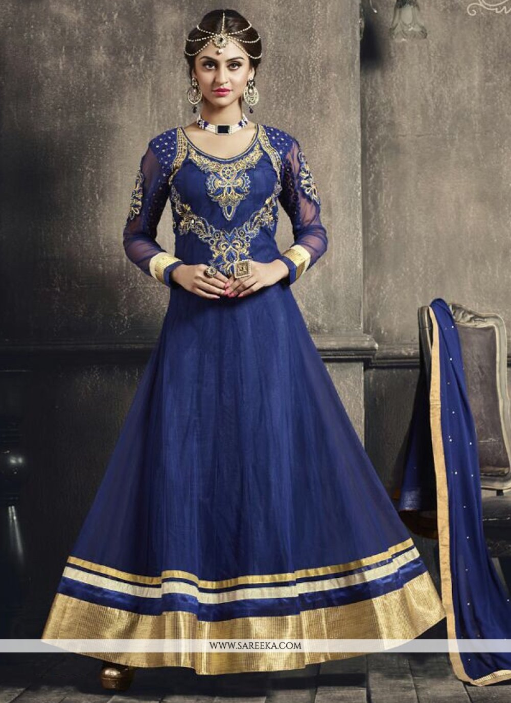 blue white salwar suit