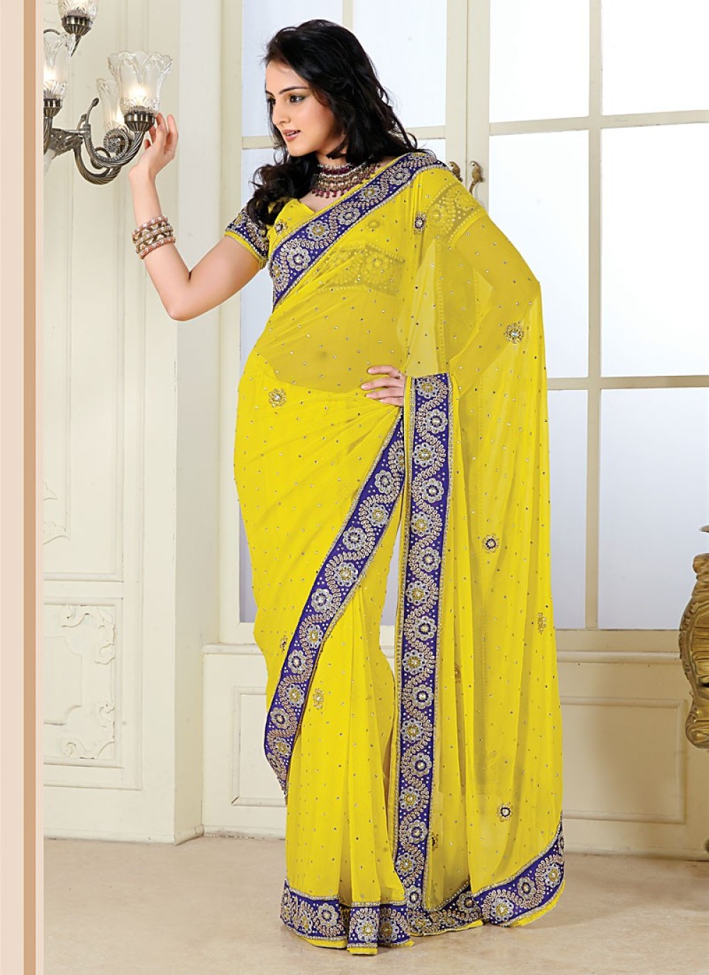 Yellow Color Silk Party Wear Saree