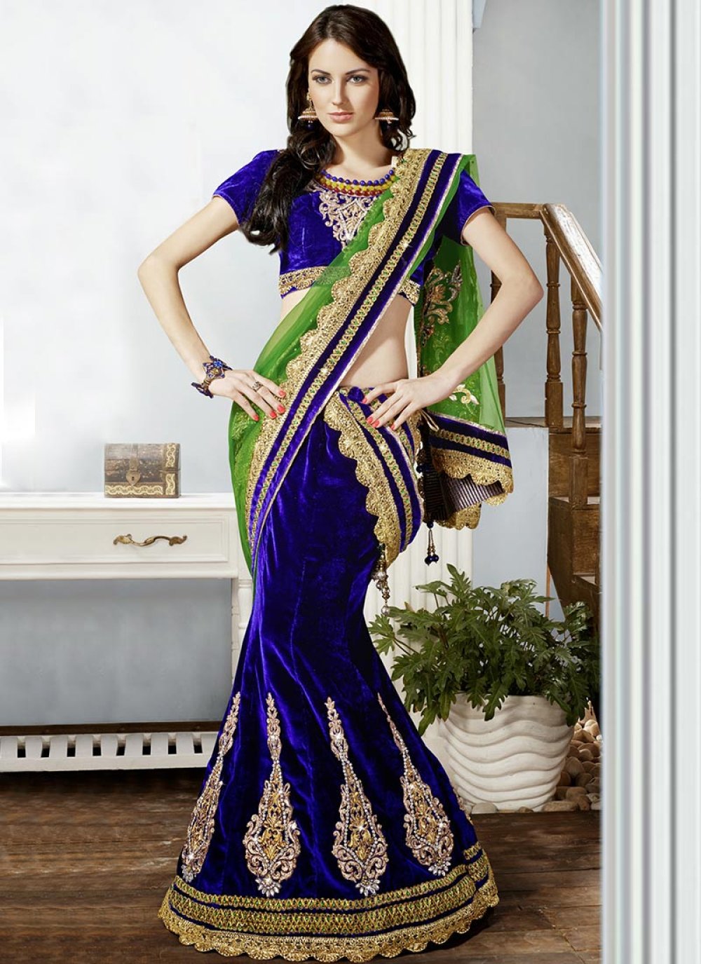 Violet Fish Cut Bridal Lehenga in Delhi at best price by Arora Saree  Selection Pvt Ltd - Justdial