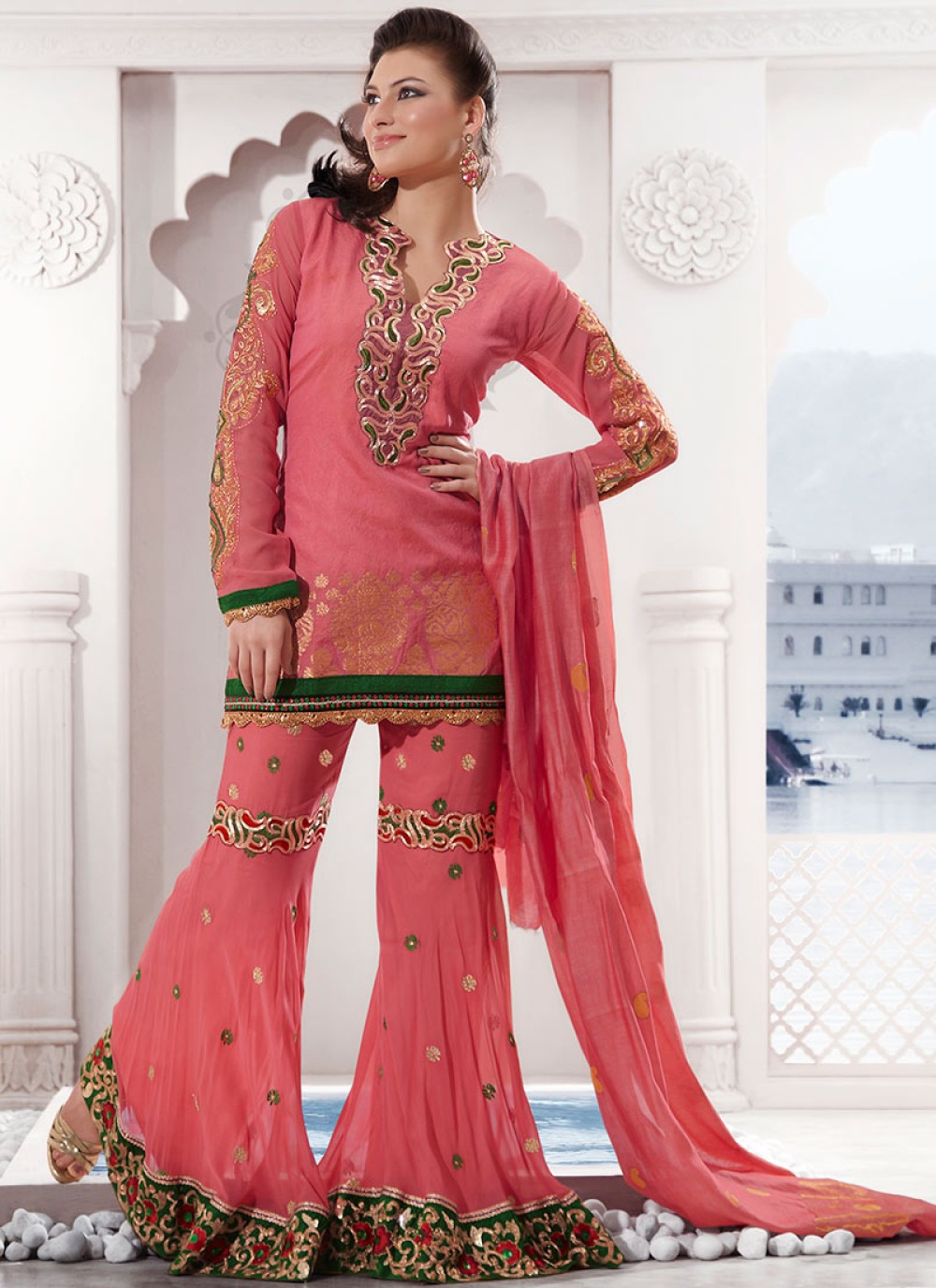 Pink Silk Cotton Sharara Suit