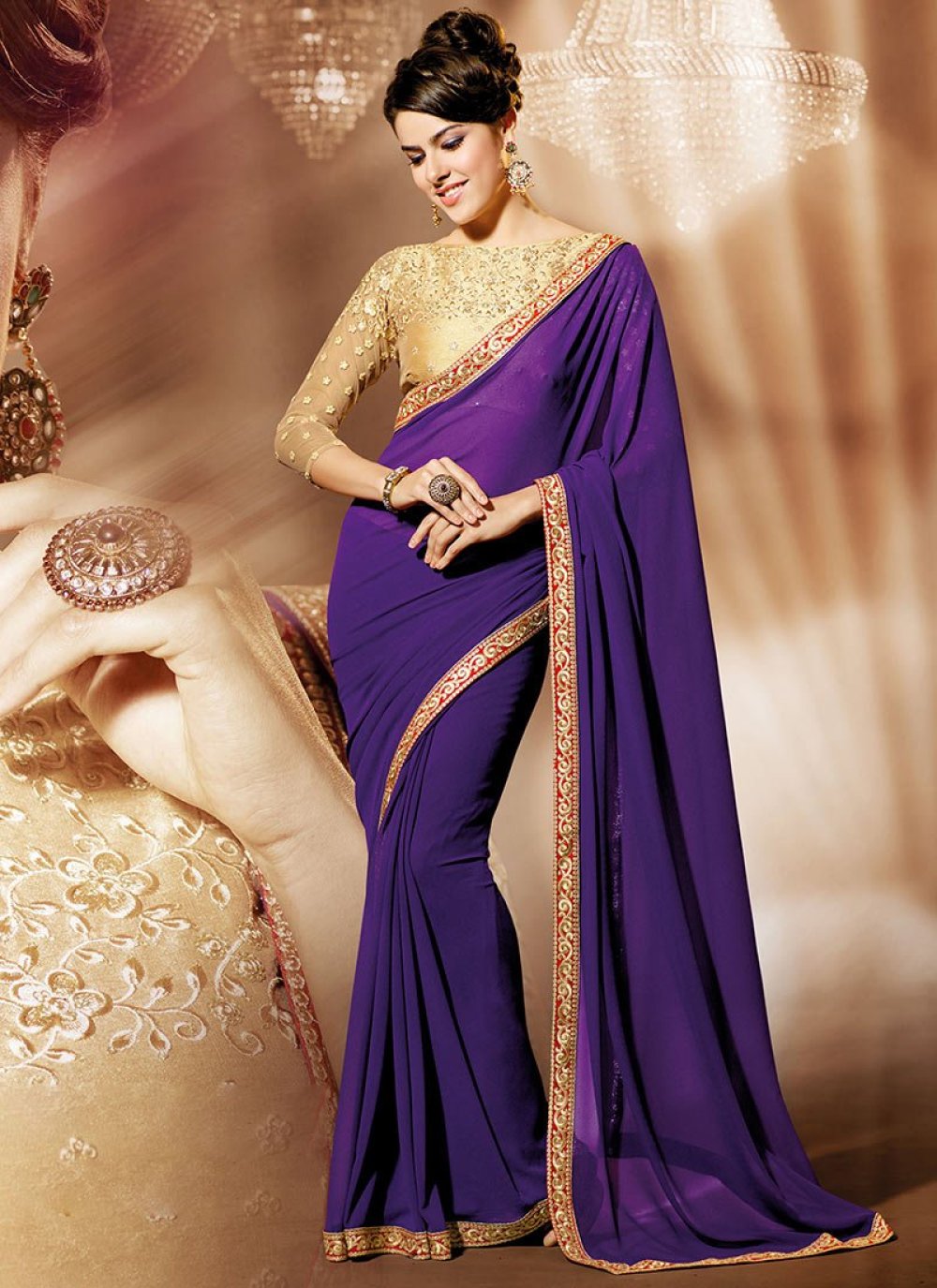 Purple Half N Half Saree and Purple Half N Half Sari online shopping