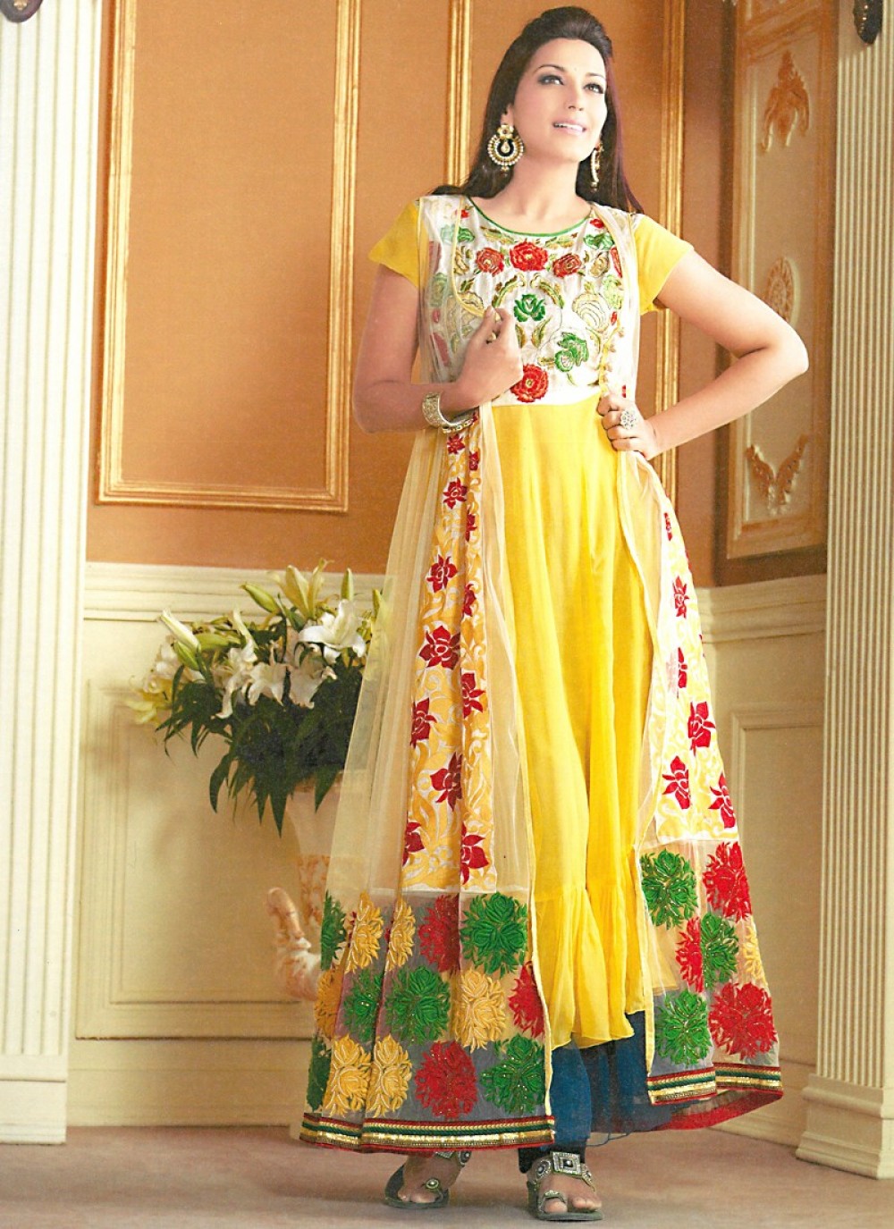 white and yellow salwar suit