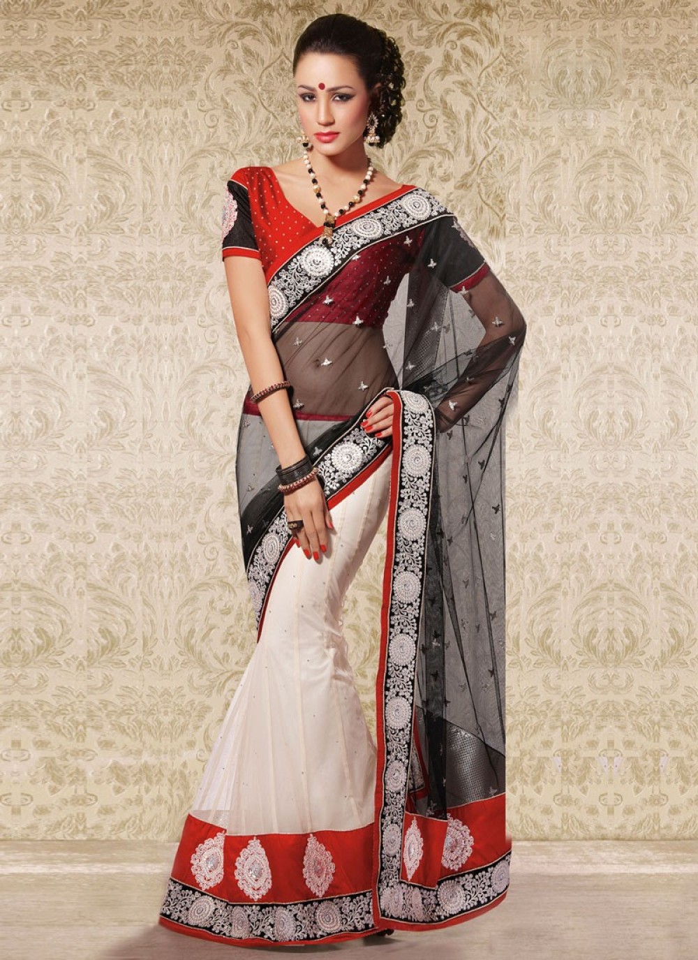 black net party wear saree