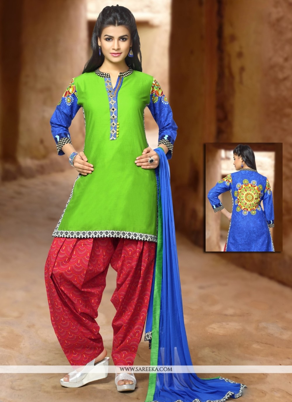 Resham Work Trendy Punjabi Churidar Suit