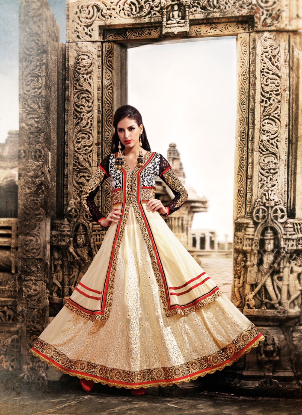 Cream Colour Georgette Anarkali Suit