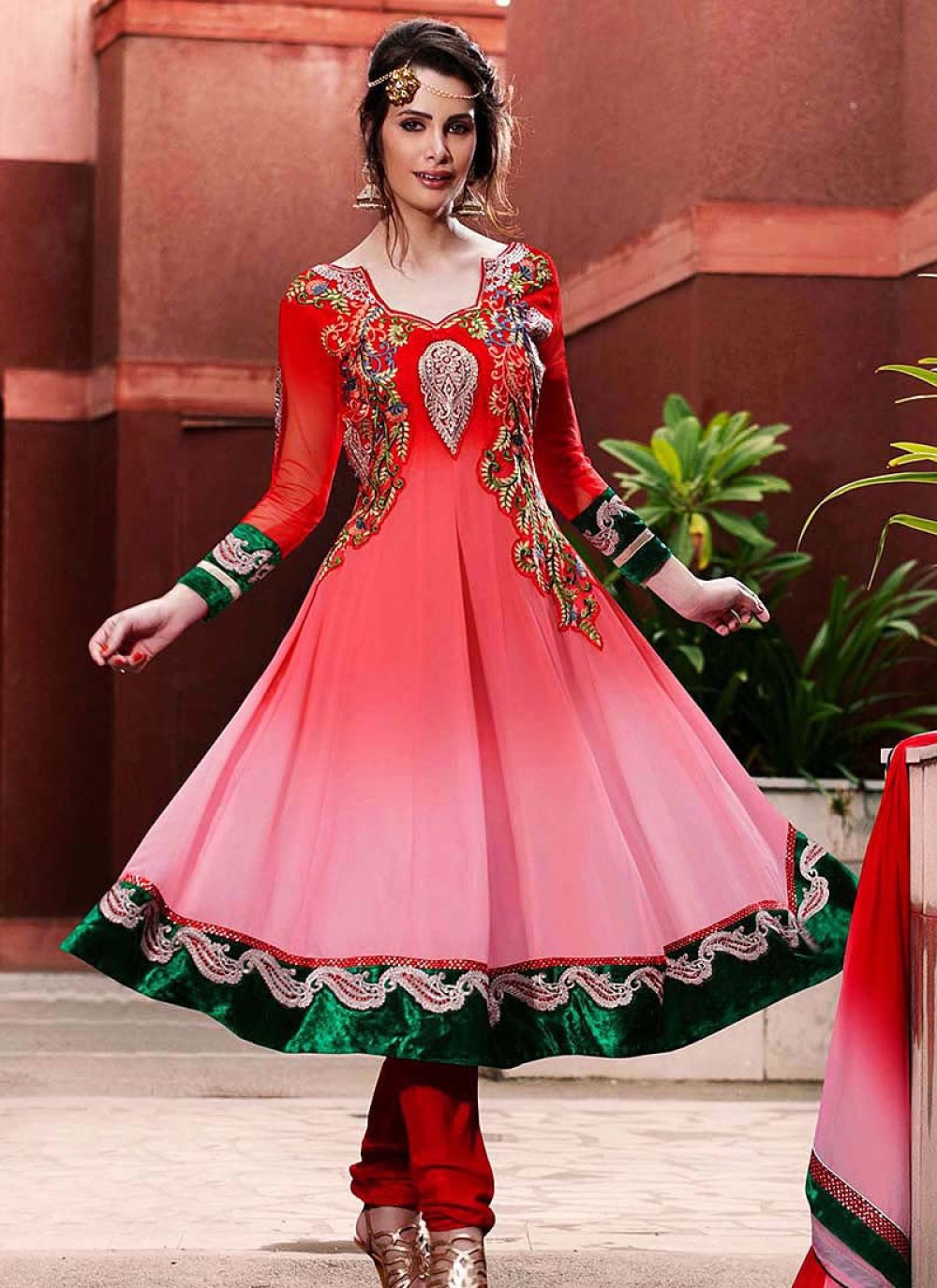 rose pink anarkali