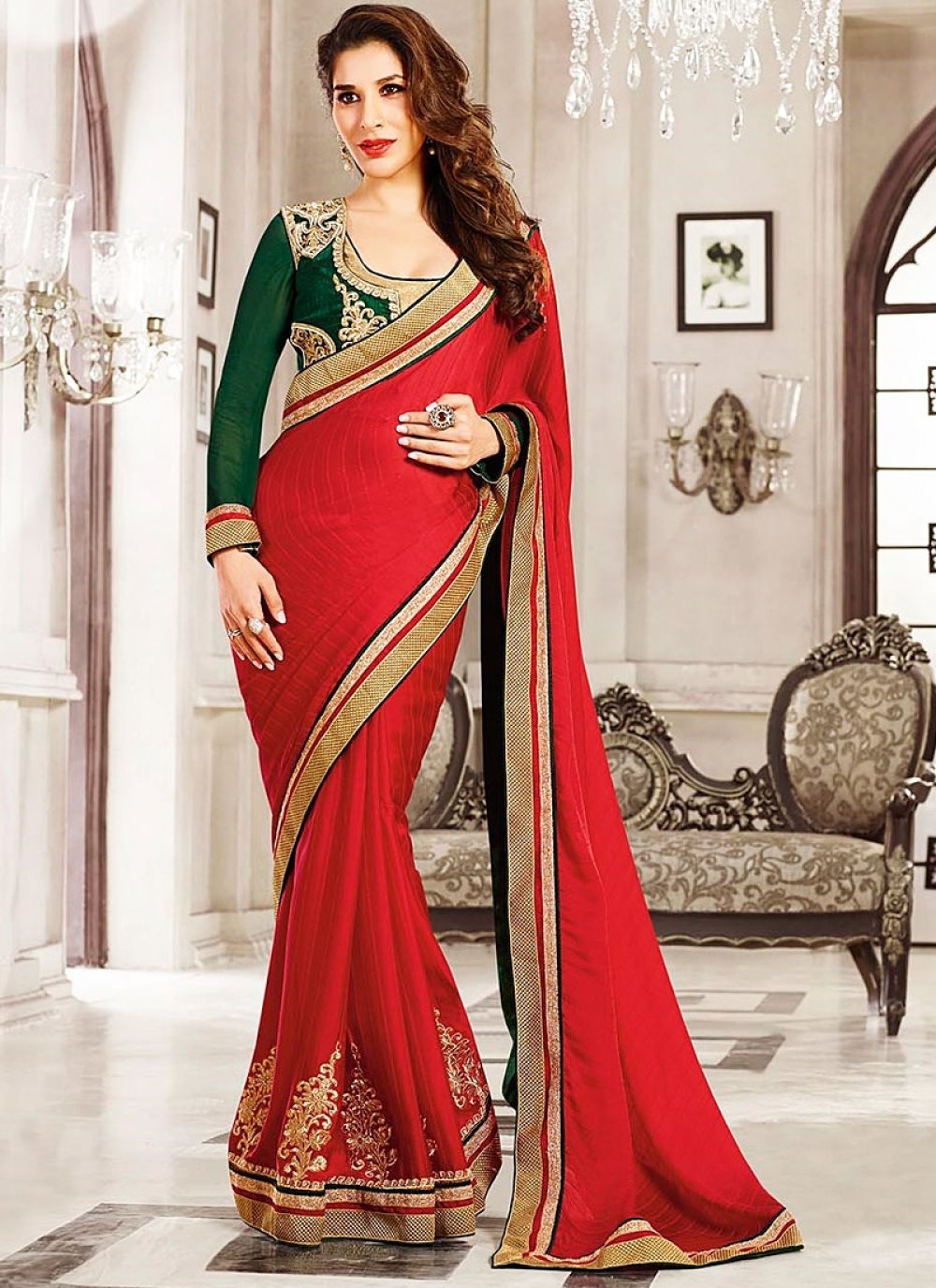 Wonderful Shaded Red Silk Saree Online | Bagtesh Fashion