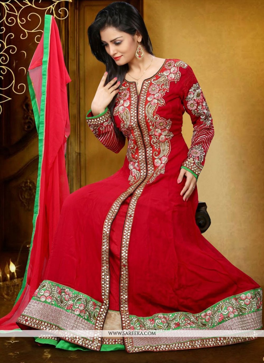 red georgette frock
