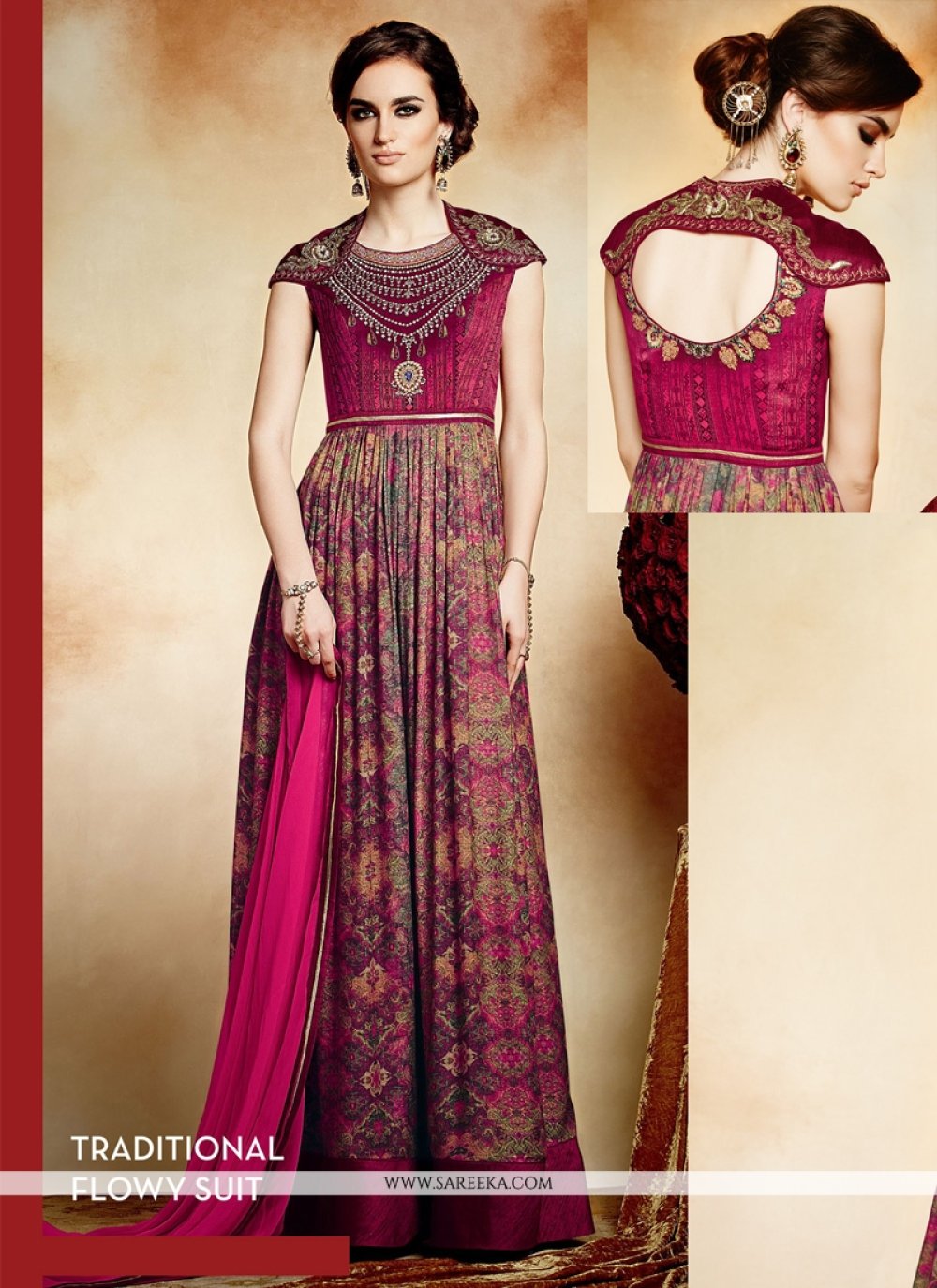 Multicolor Viscose Printed Anarkali Suit