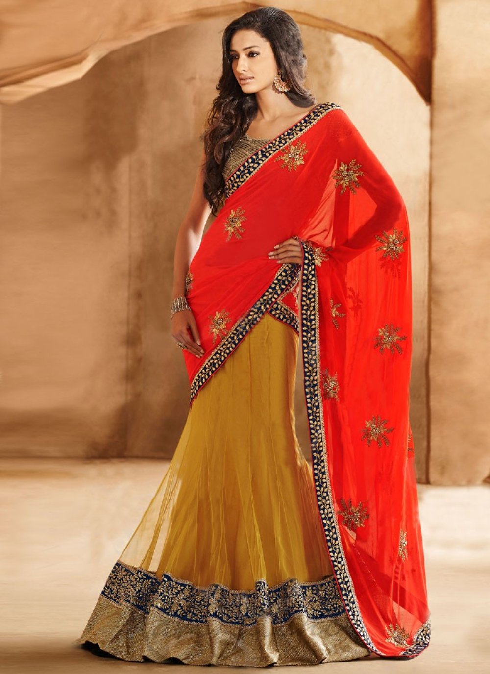 Our favourite saree lehenga collection, and this time with a beautiful  elephant detailing on the … | Lehenga saree design, Saree dress, Wedding saree  blouse designs