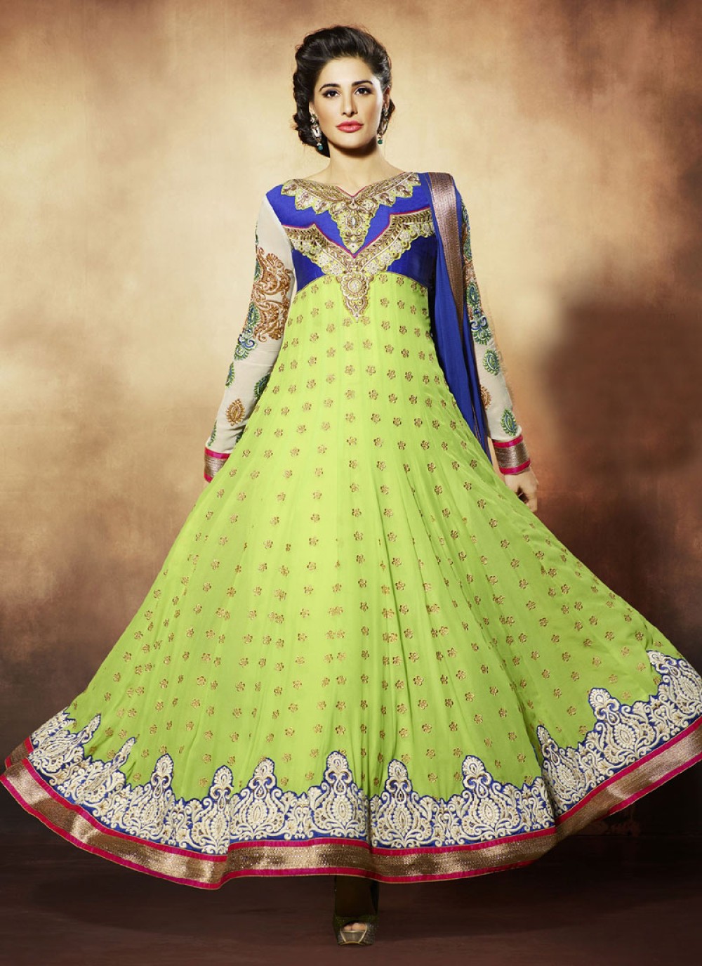 Nargis Fakhri Green Pure Georgette Anarkali Suit