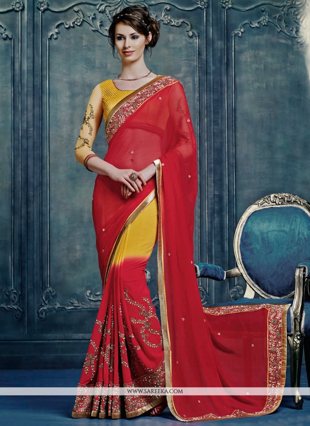 Red And Gold Saree