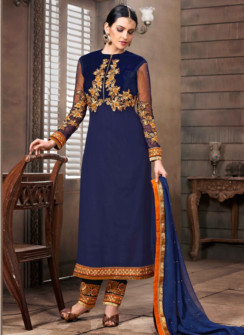 Navy blue salwar suit design sale