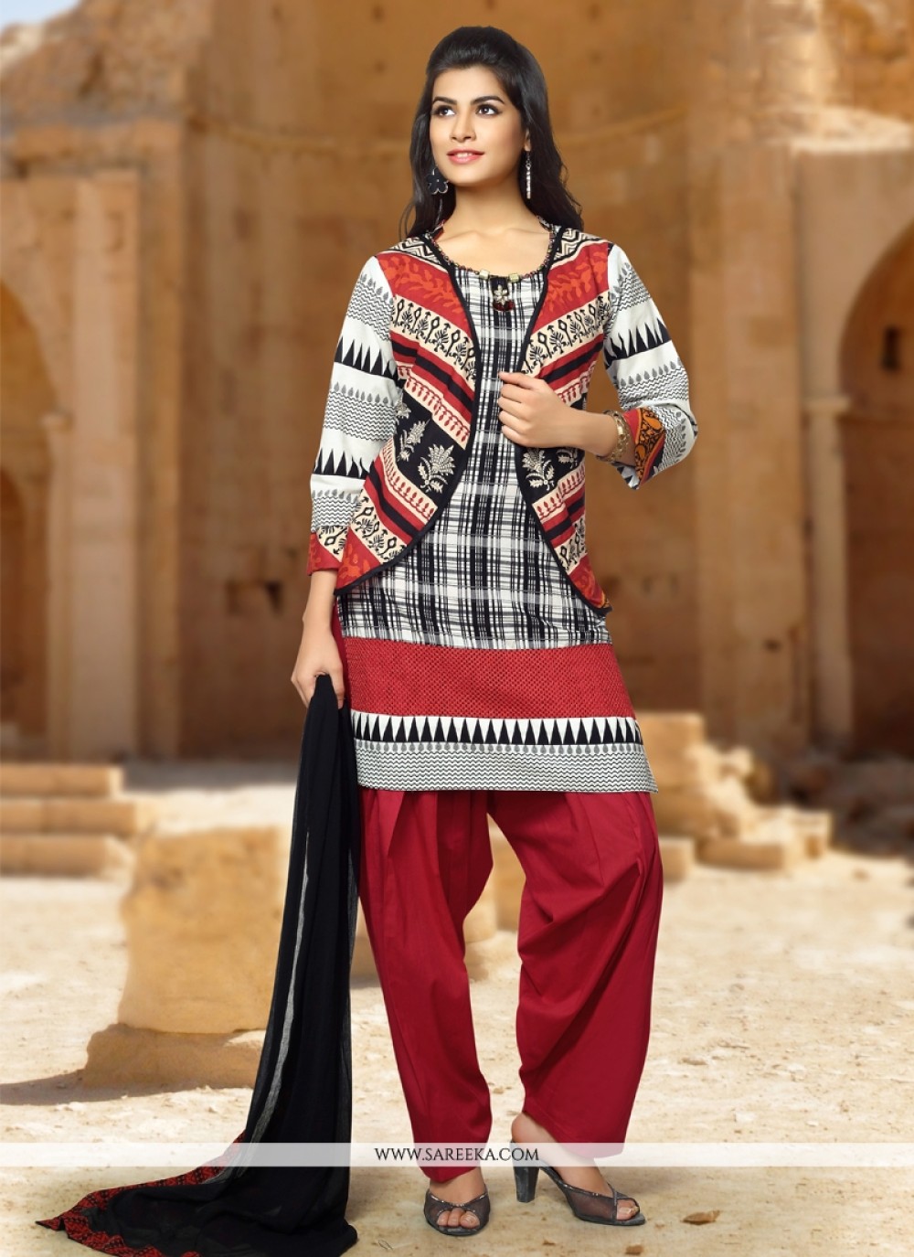 Art Silk Embroidered Work Trendy Churidar Punjabi Suit