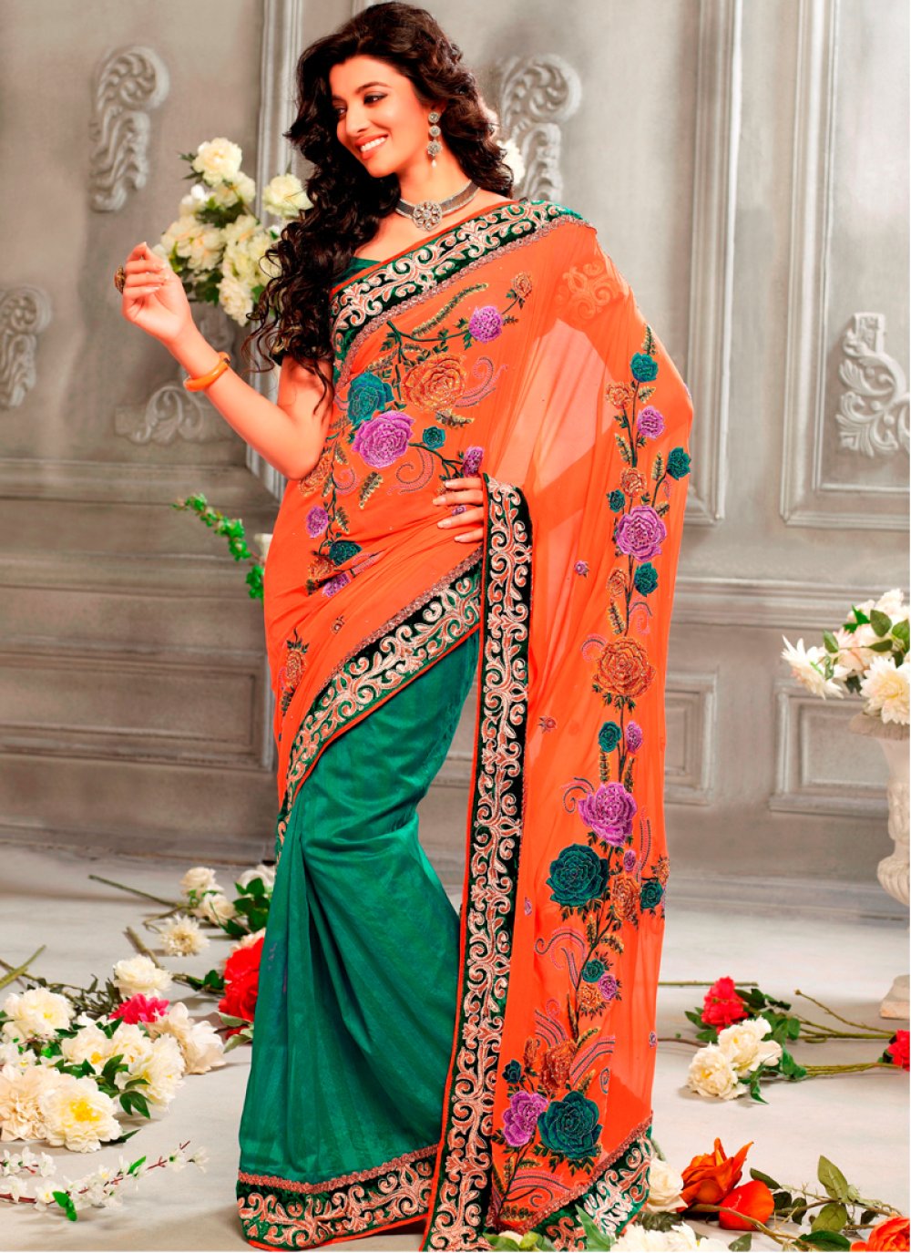 Buy Peach Sarees for Women by RUDIT Creation Online | Ajio.com