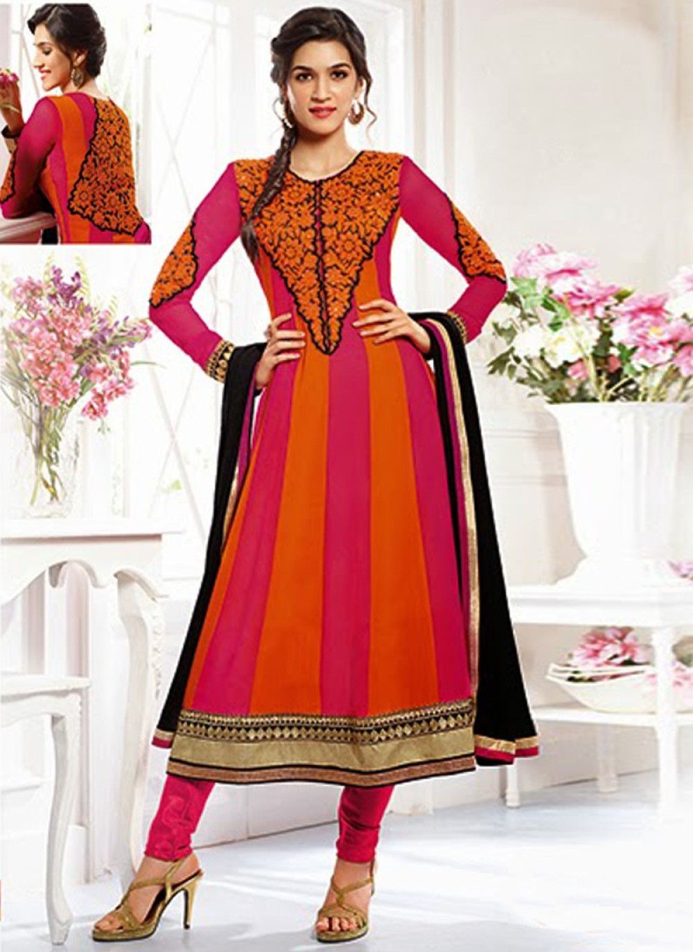 Yellow and Pink Floral Anarkali Suit – Lashkaraa | Anarkali dress, Online  dress shopping, Indian party wear
