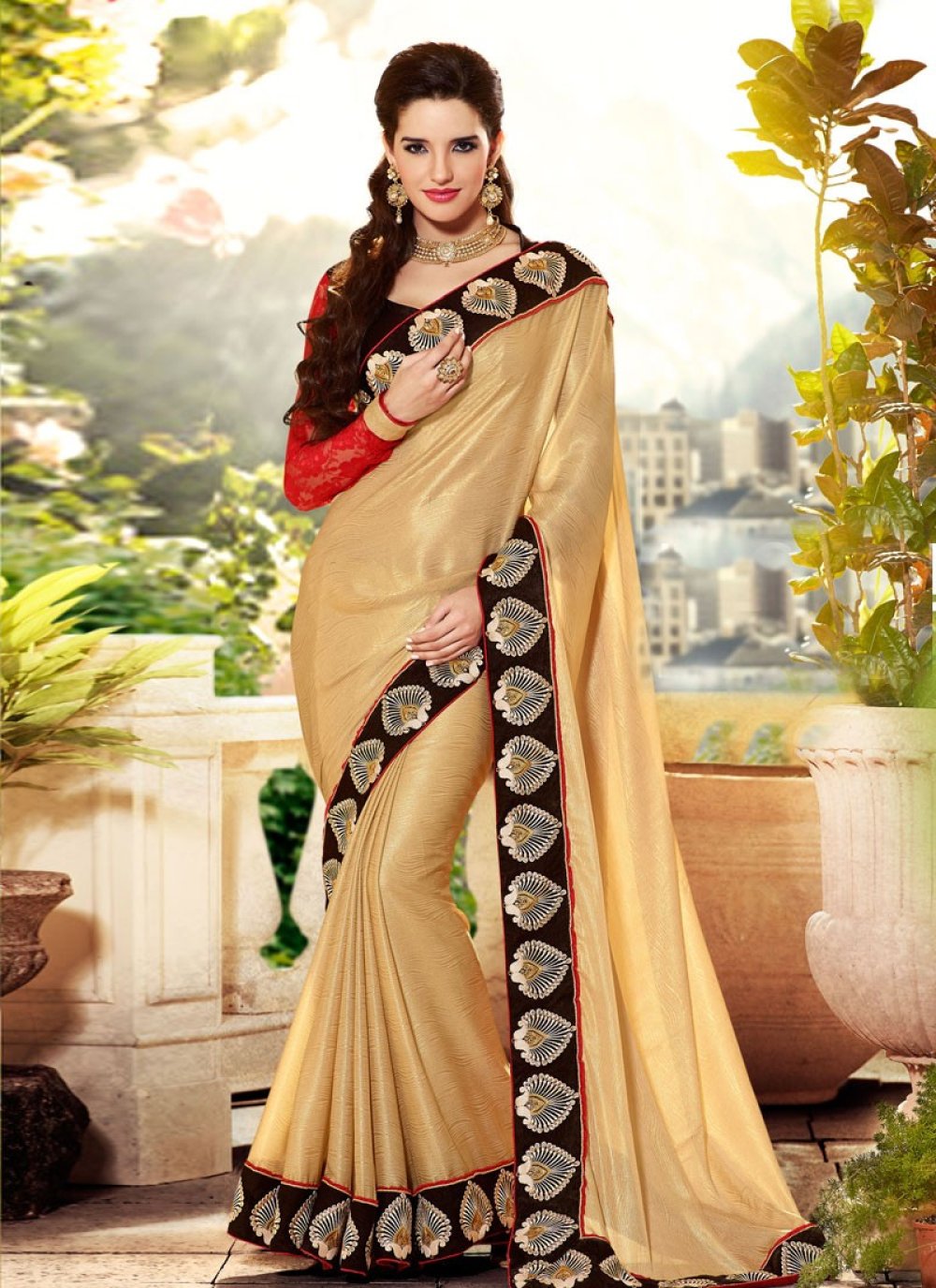 Buy Mehendi Gotapatti Georgette Saree - Koskii