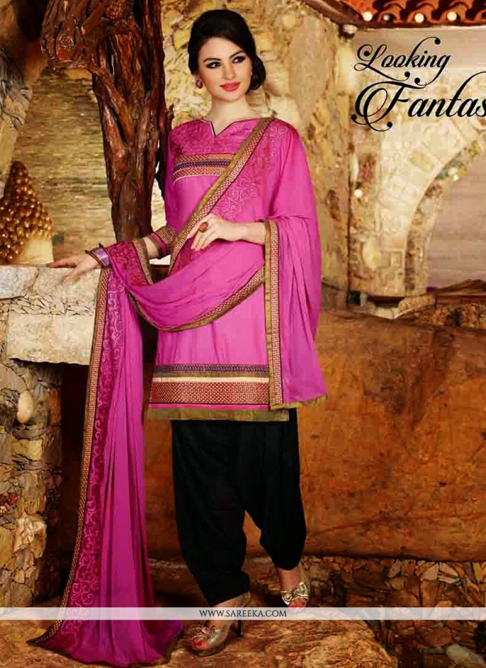 Pink Cotton Punjabi Salwar Suit