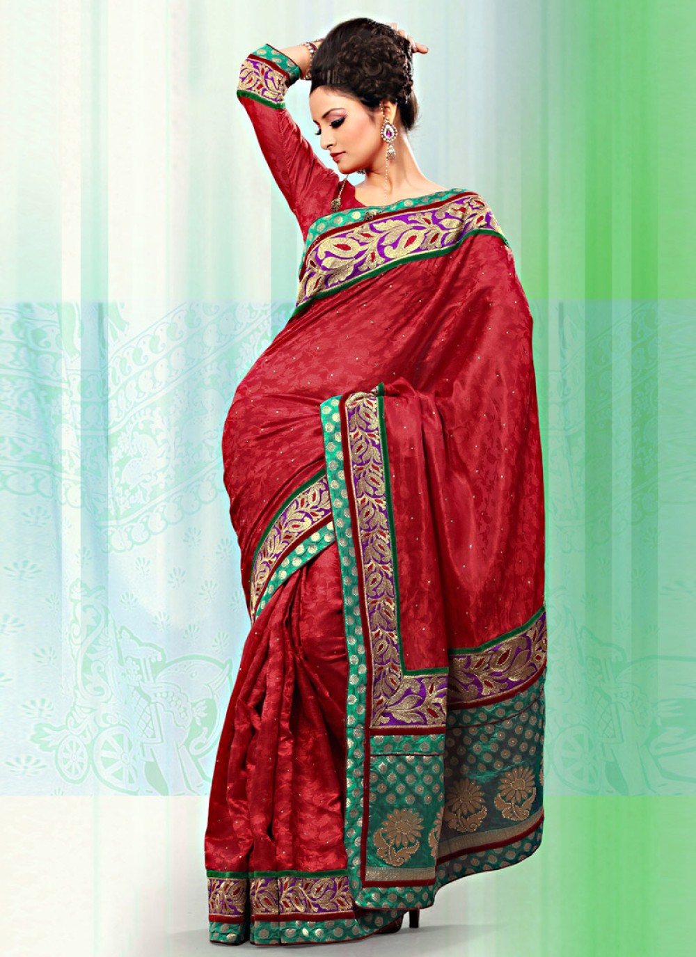 Red Art Bhagalpuri Jacquard Silk Saree