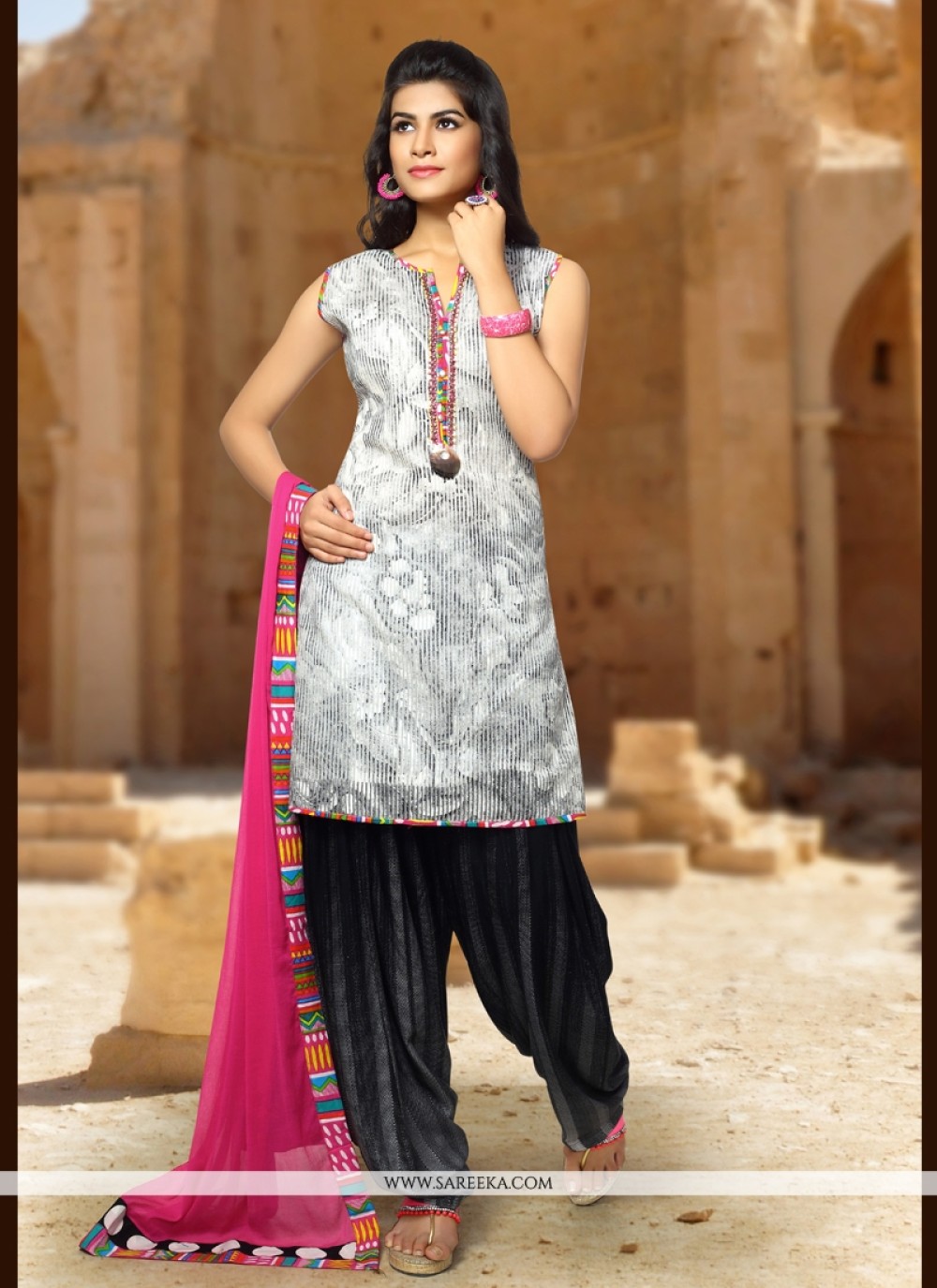 Art Silk Trendy Punjabi Churidar Suit