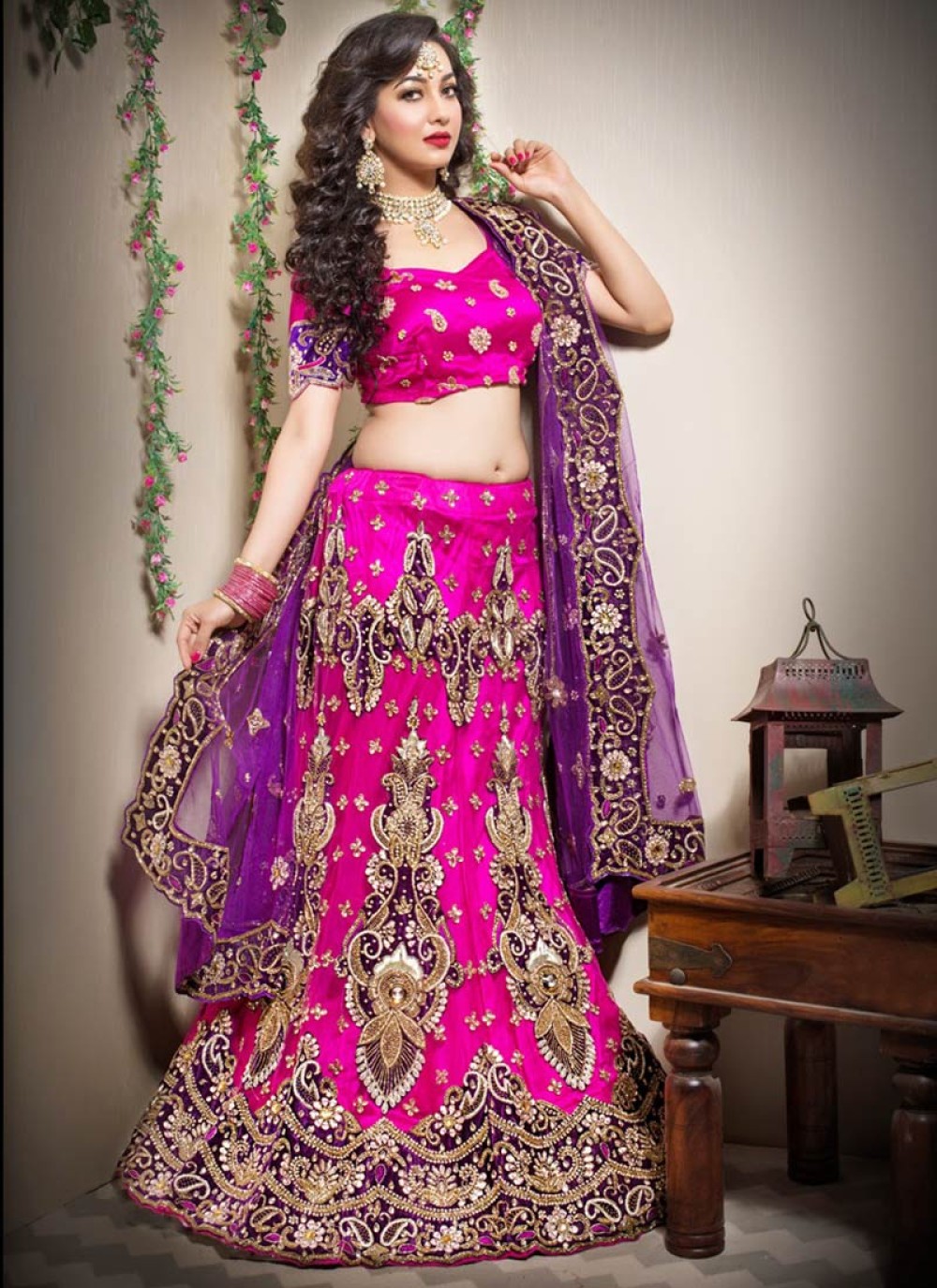 Buy Pink Beauty Women's Pink Paisley Design Umbrella Cut Silk Lehenga/Skirt  for Party/Festival Function. at Amazon.in