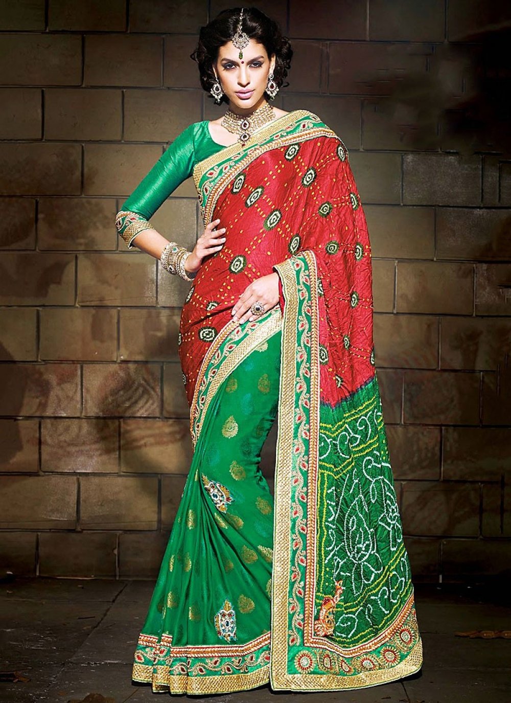 Best savings for New Half Saree in Green - Designerkloth