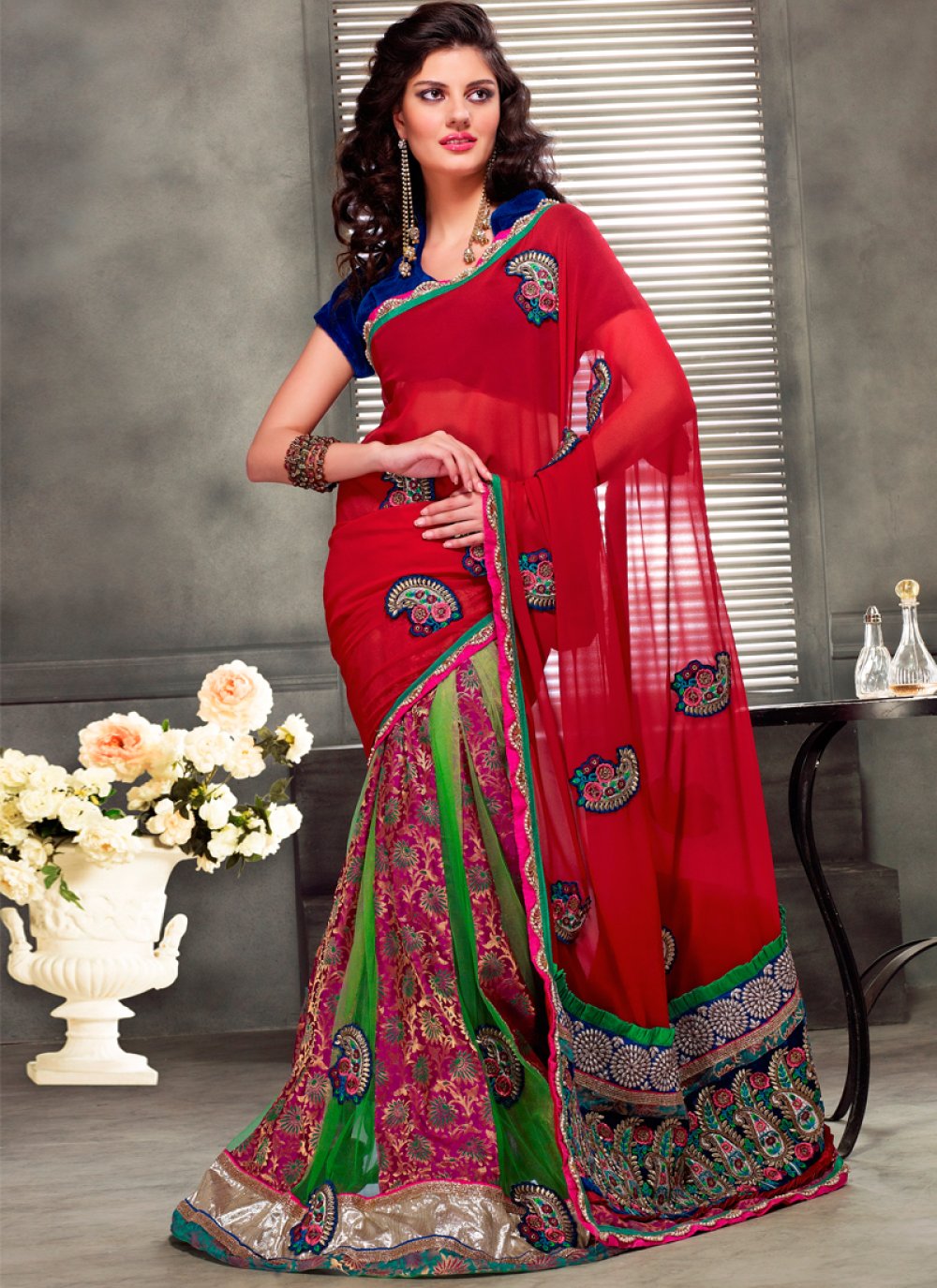 Buy Red Green Saree Sari With Stitched Blouse Ready to Wear Silk Saree  Indian Wedding Saree Designer Traditional Saree Bridal Saree, Rr-shringar  Online in India - Etsy