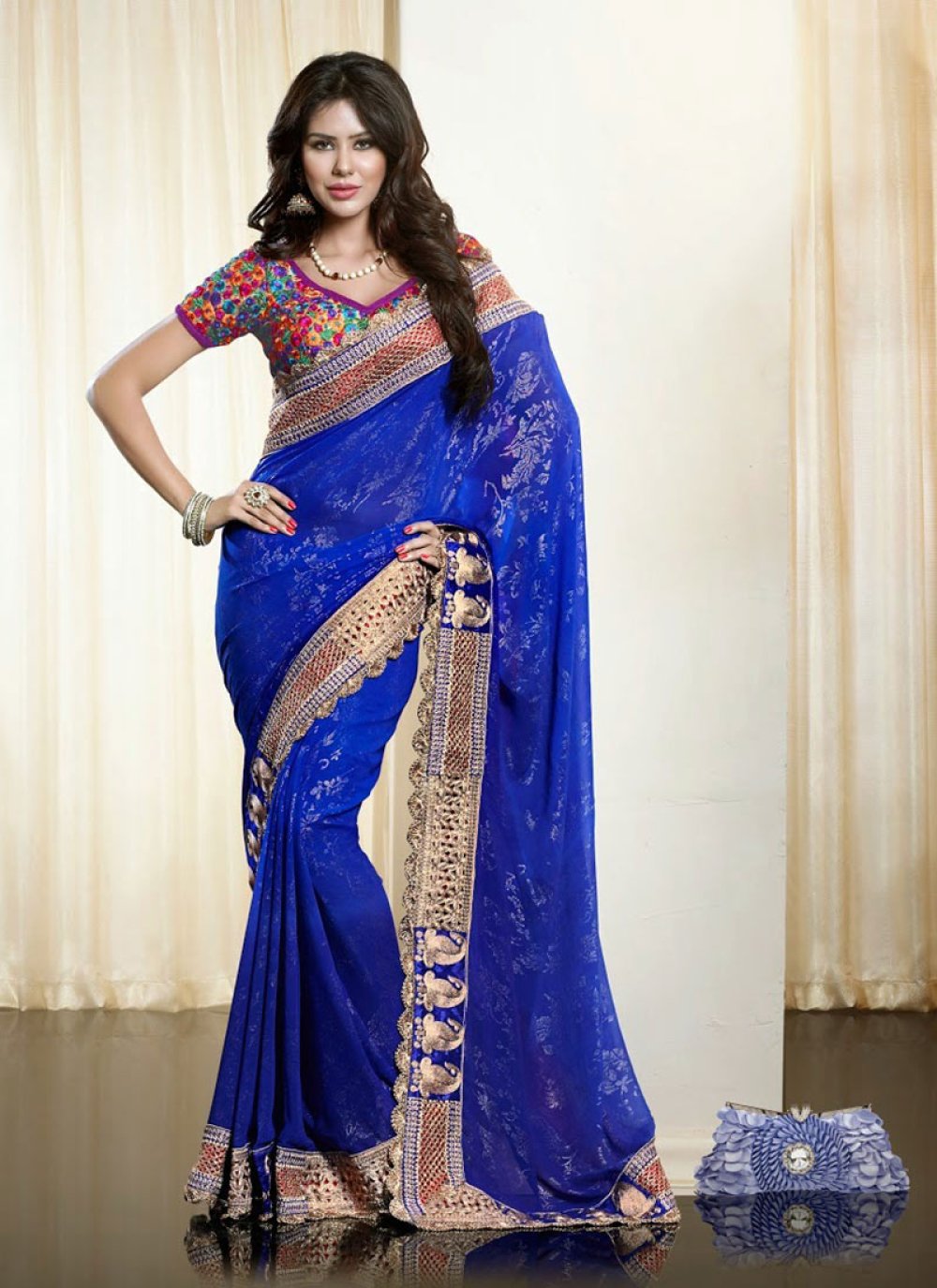 Multi Color Box Digital Printed Georgette Saree – Anarkalion