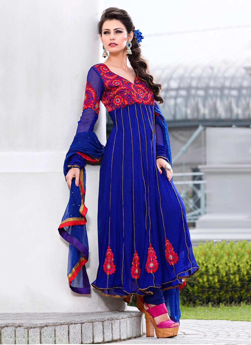 royal blue anarkali suit