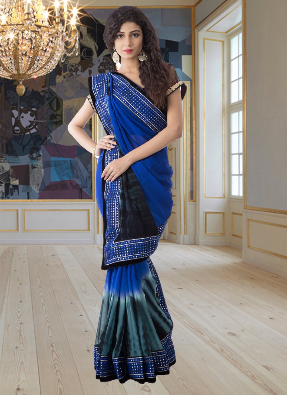 Royal blue shade sot banarasi silk with weaving design saree collection