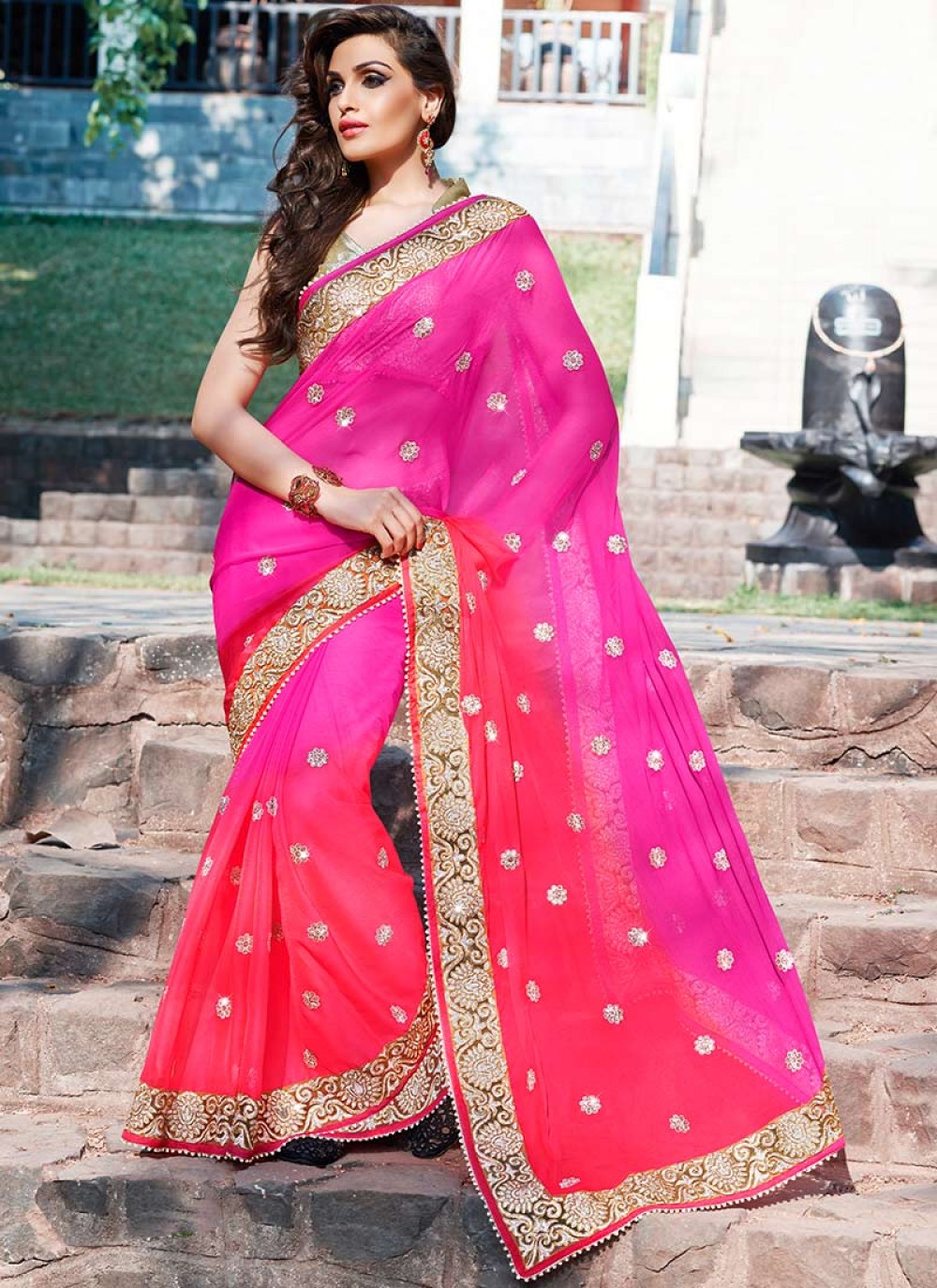 ROYAL PINK WOVEN BANARASI SILK SAREE – Zaribanaras global