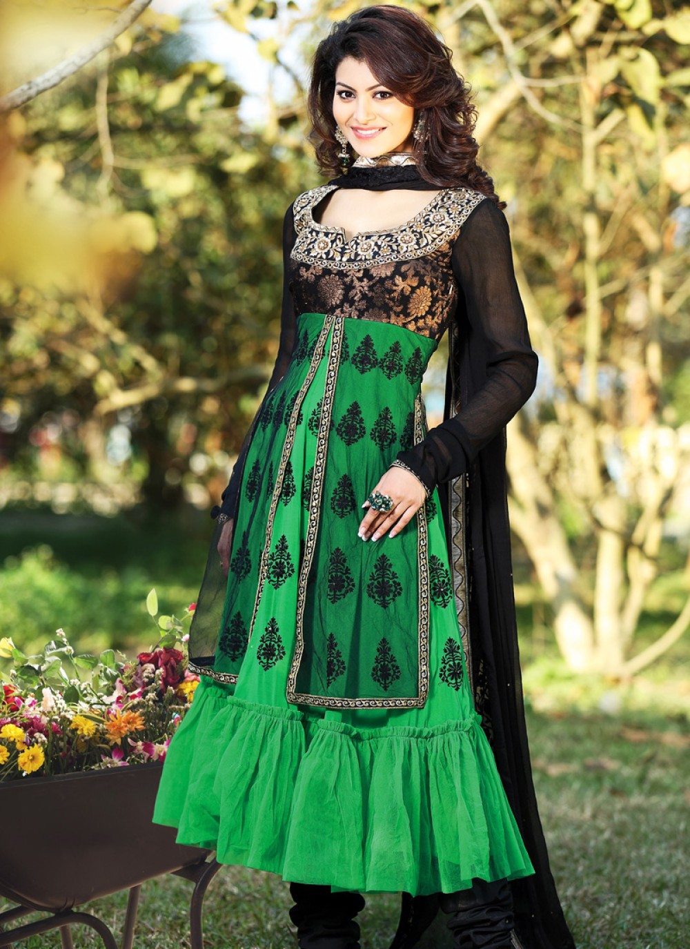 green and black salwar kameez