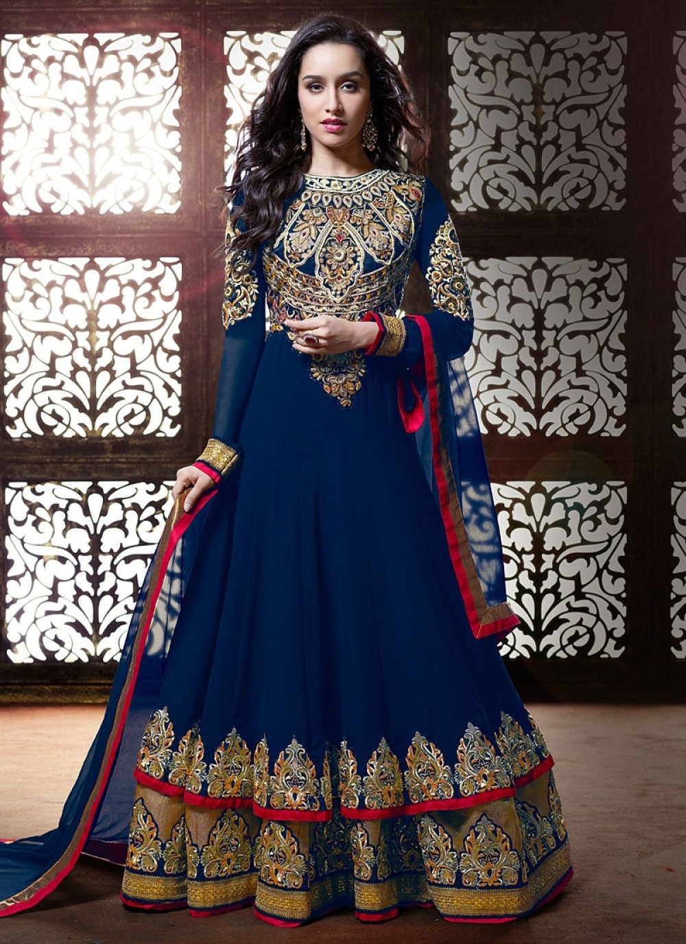 Shraddha Kapoor Blue Georgette Anarkali Suit