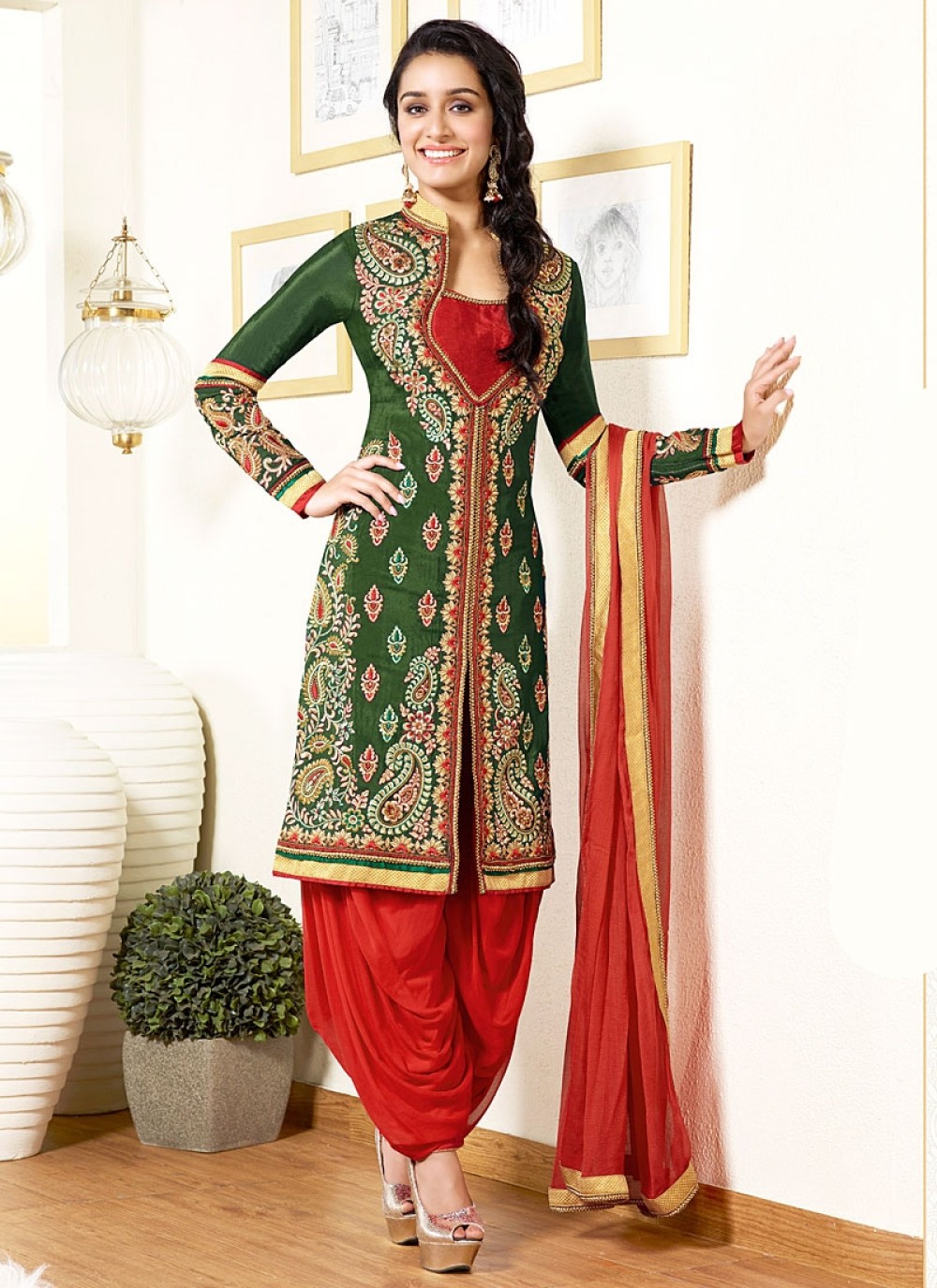 Buy Silk Peplum Style Punjabi Suit In Mint Green Colour Online - LSTV04952-  Mint Green | Andaaz Fashion