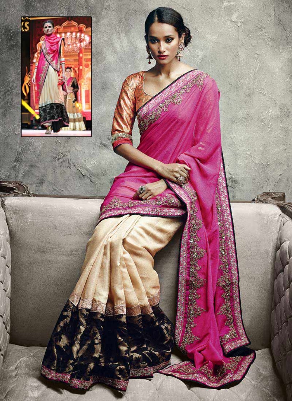 Pink Art Silk Sequins Work Traditional Saree
