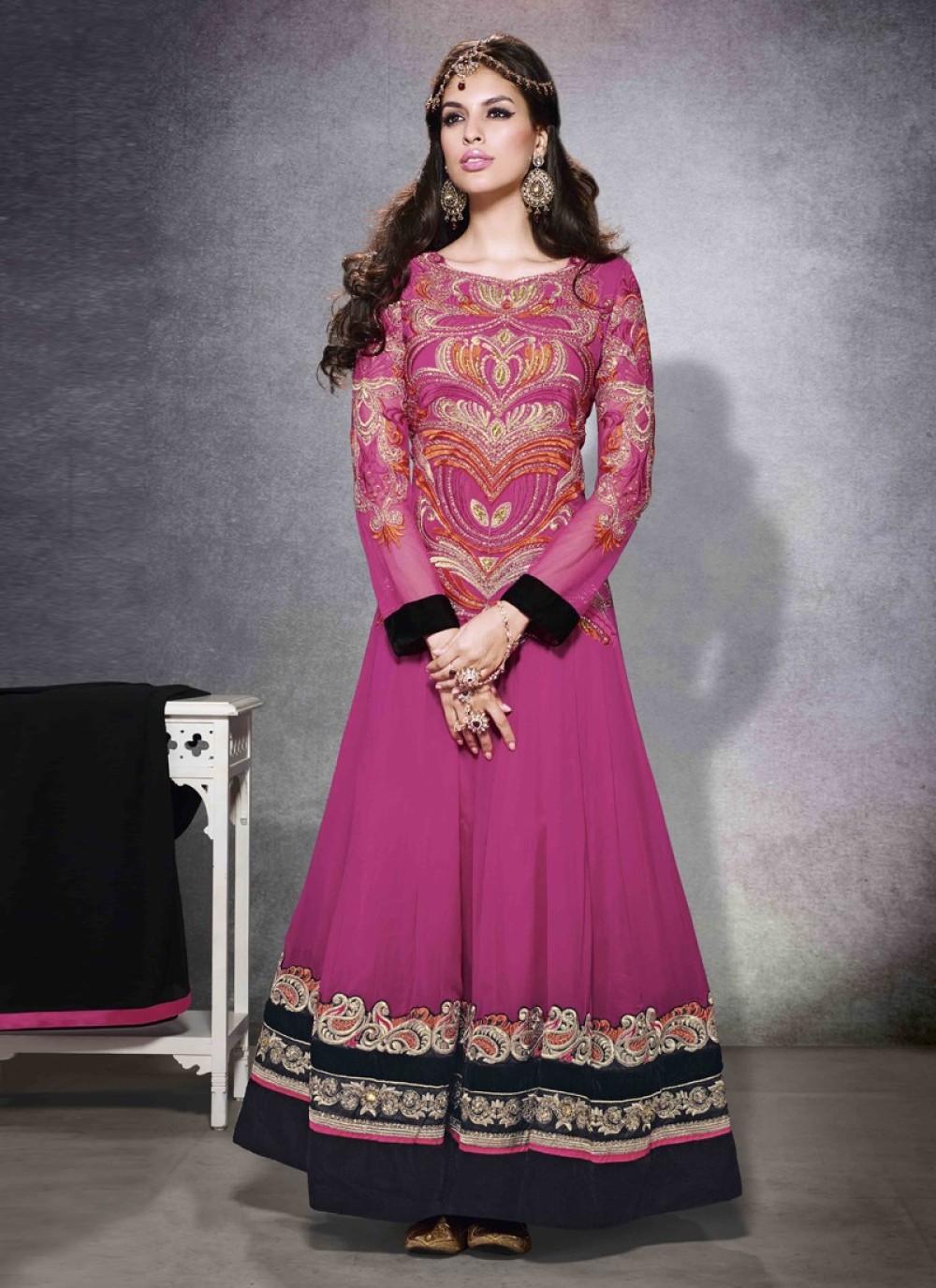 Ayesha Takia Pink Embroidery Work Faux Georgette Anarkali Suit